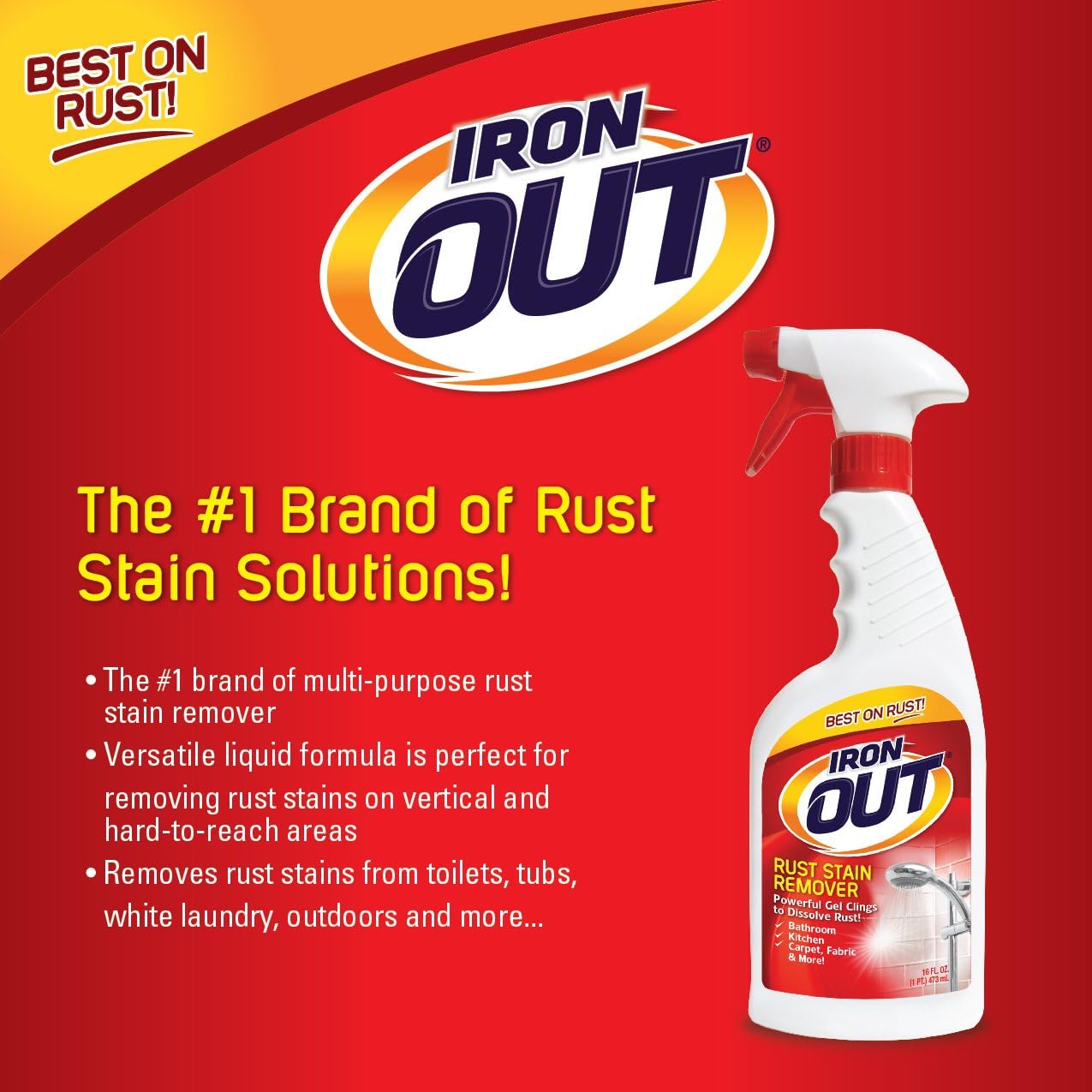 IRON OUT Spray Gel Rust Stain Remover 16 Ounce Pack of 6