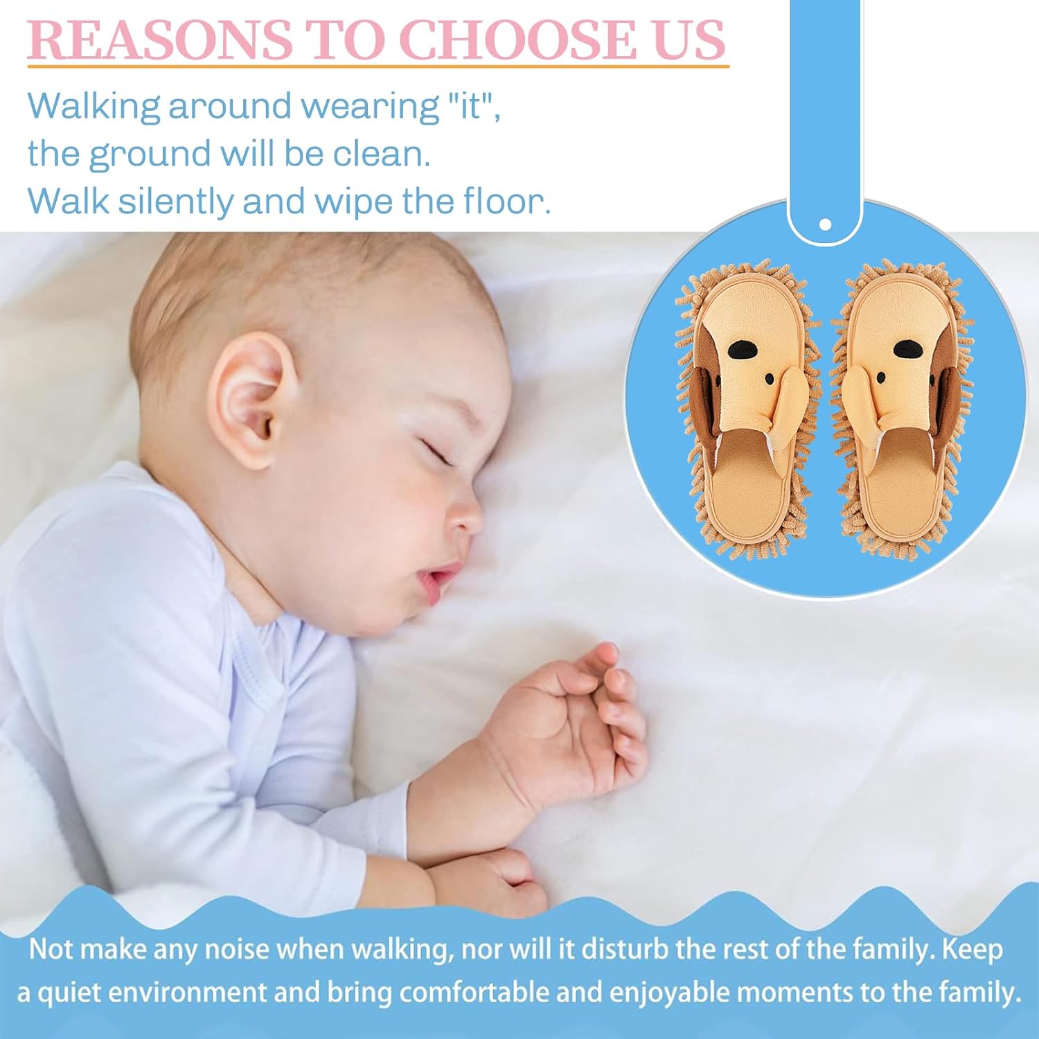 Cartoon Dog Mop Slippers Khaki Microfiber