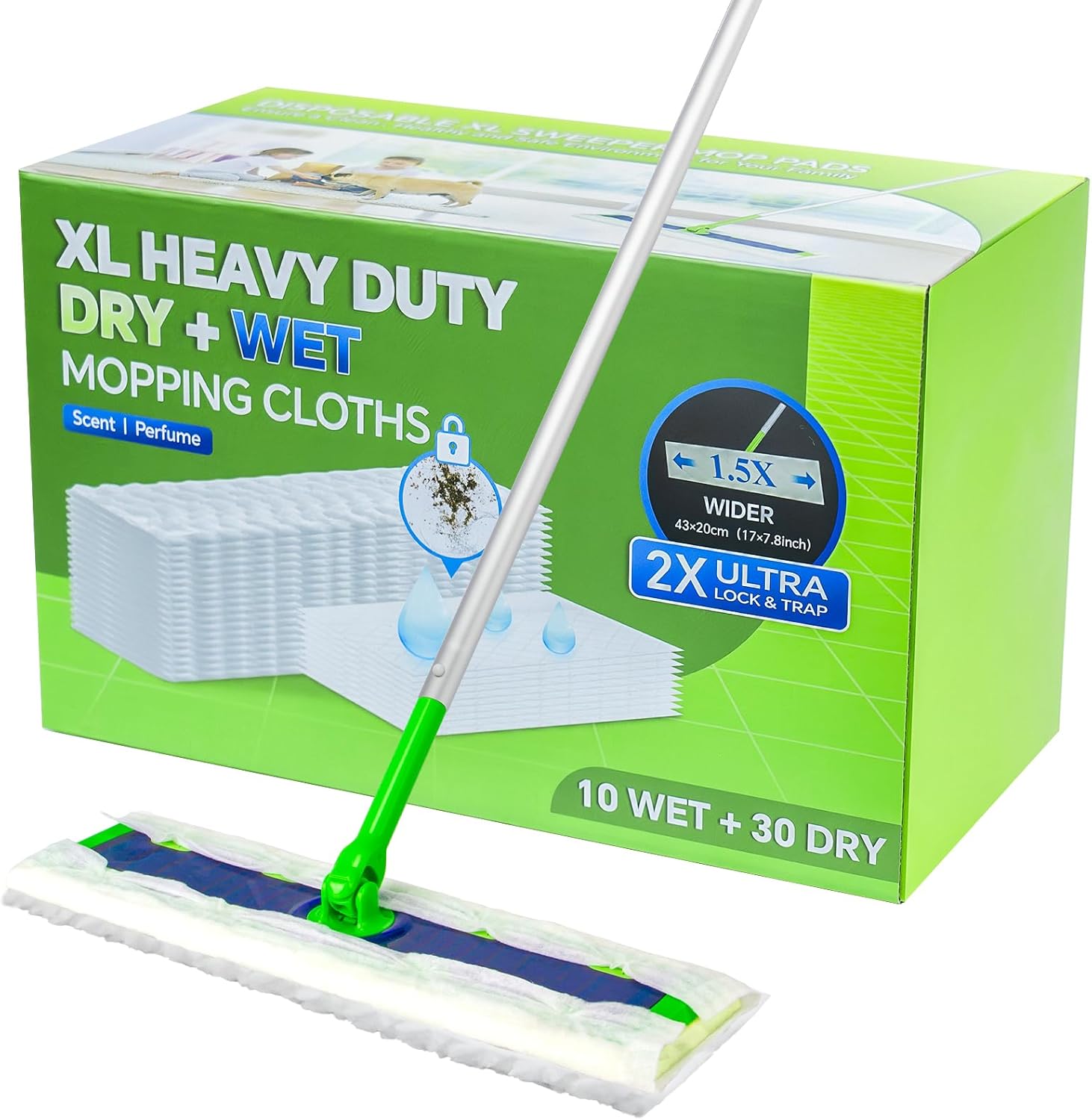 SAUAUSUN 40 Count XL Mop Pad Refills for Swiffer XL