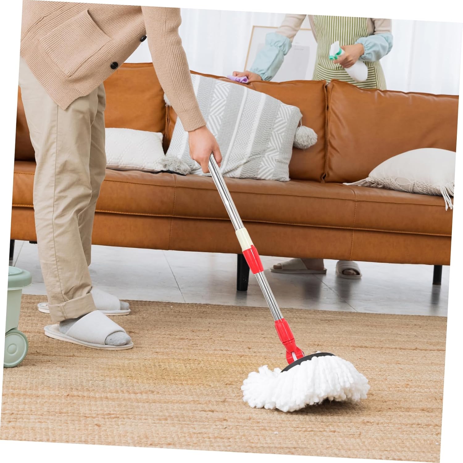 Rotating Mop Handle Telescopic Stainless Steel with Plastic Disc