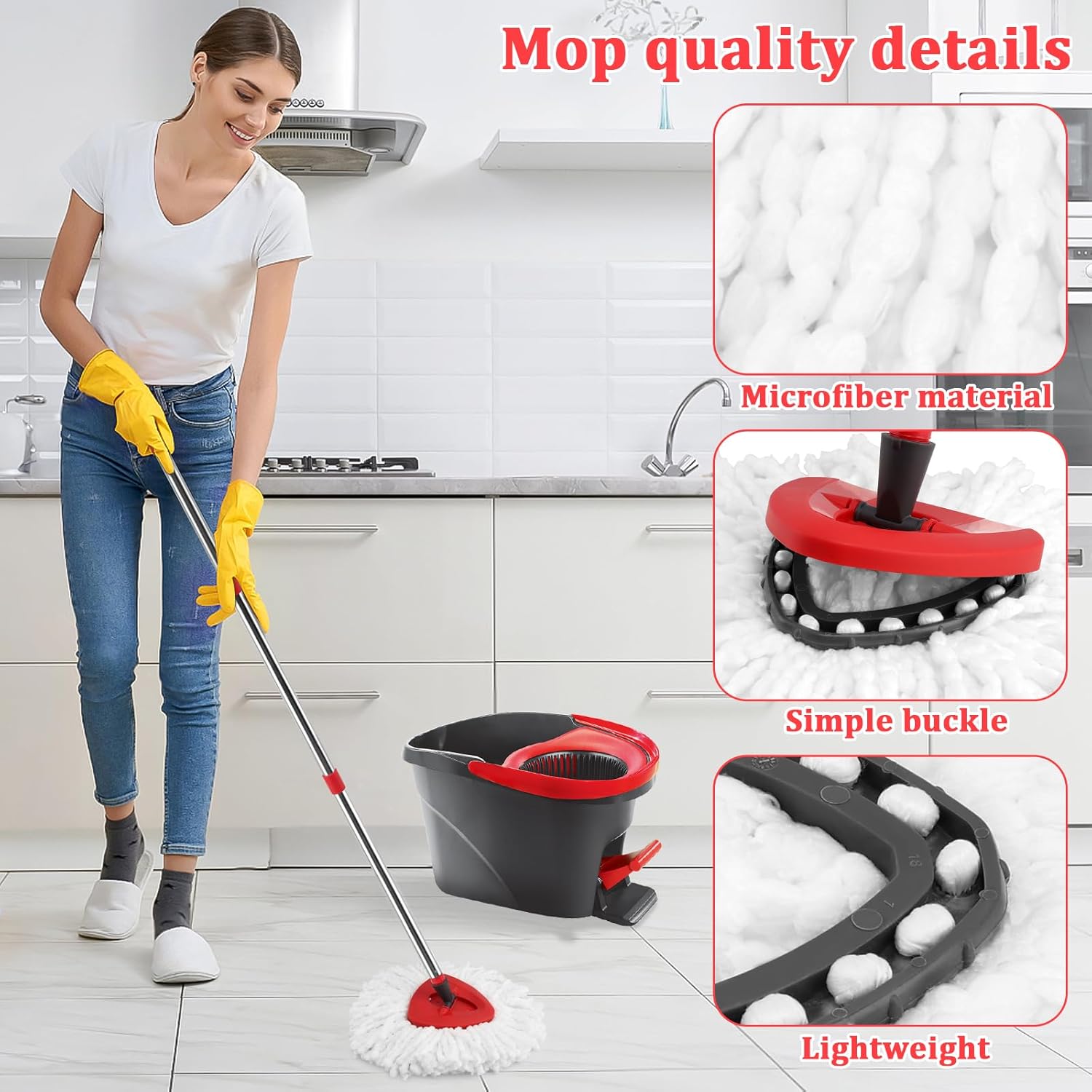 SIKEMAY O-Ceda 4 Pack Microfiber Mop Heads Replacement