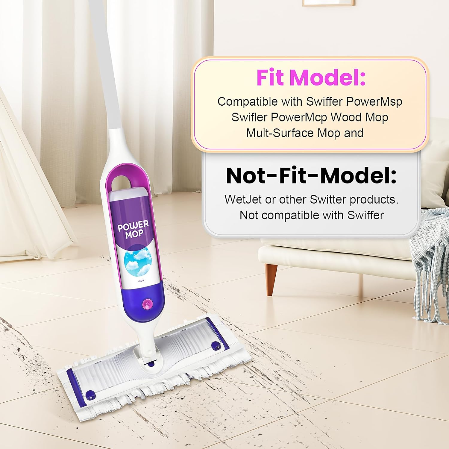 40 Count Swiffer Power Mop Refills - Multi-Surface Wood Mop Compatible