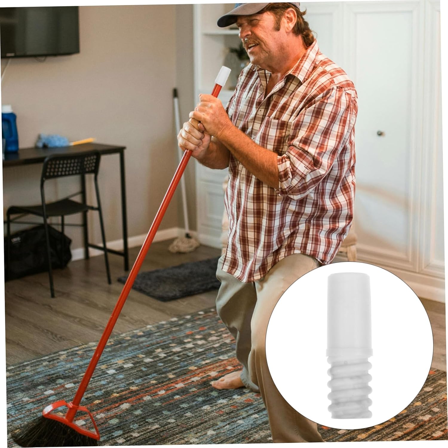 Ipetboom 4pc Mop Pole Adapter Kit Plastic Threaded Tips for Extension