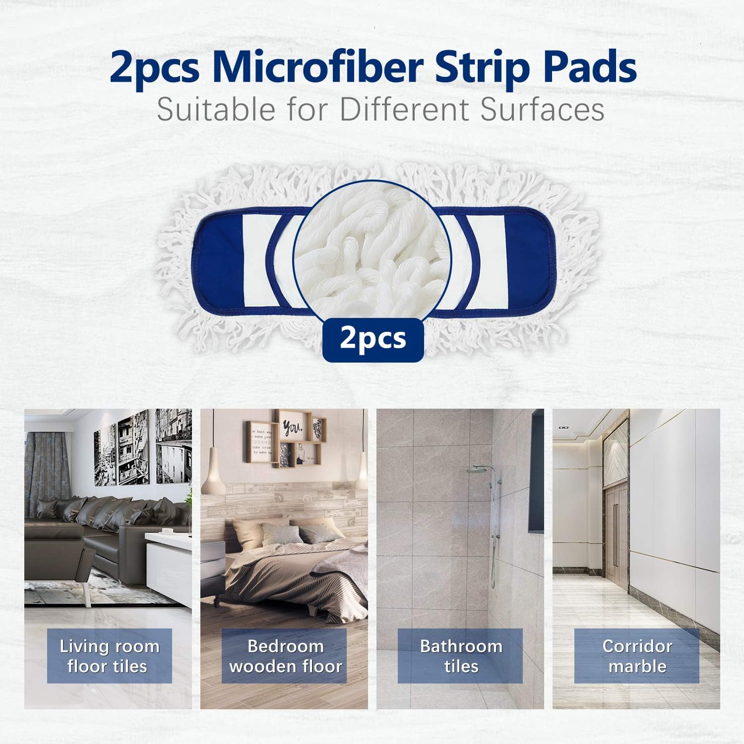 Eyliden Mop Pads 2 Pack Blue for Hardwood Floor Cleaning