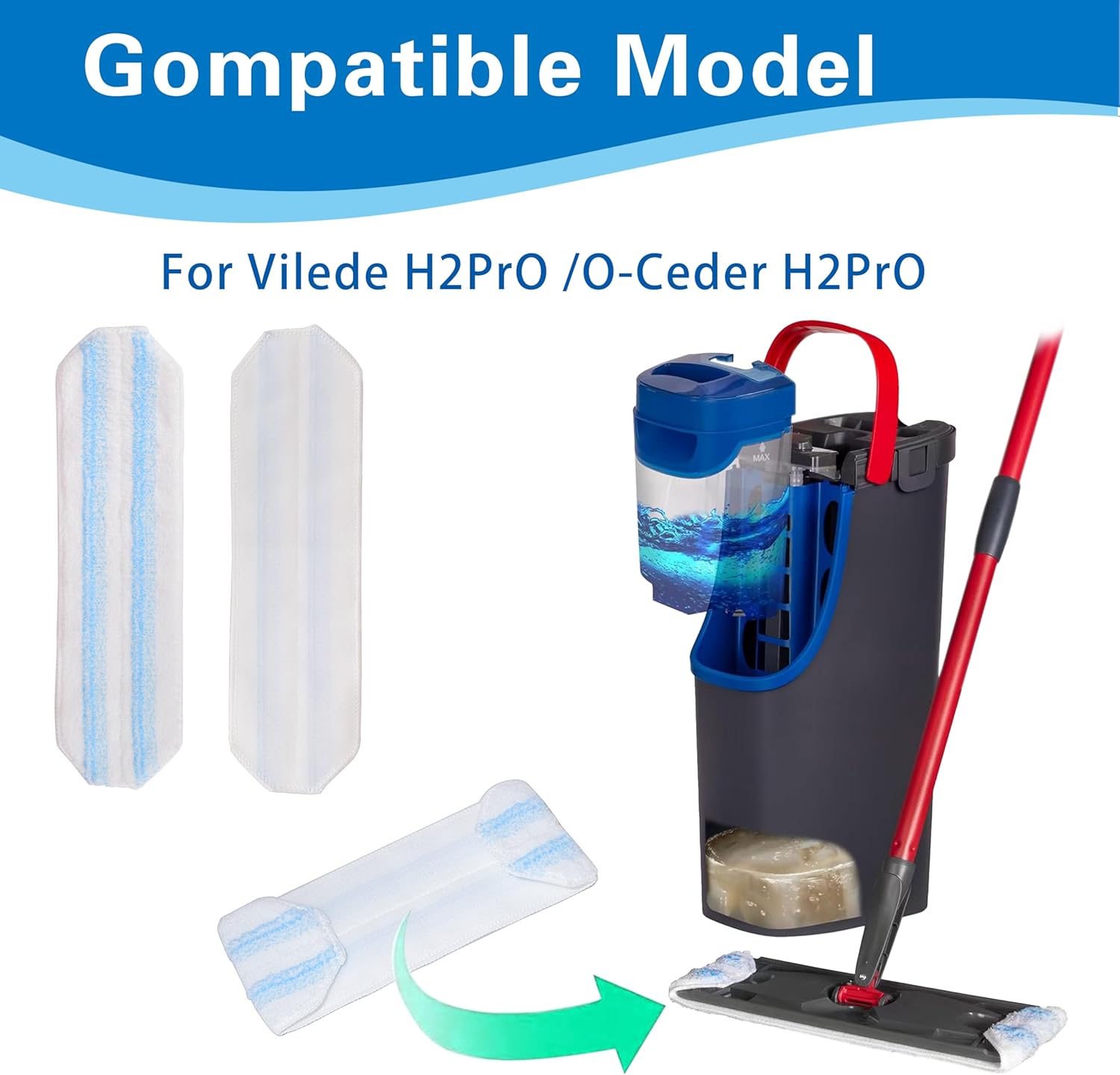 4-Pack Replacement Mop Pads for O Cedar H2Pro Mop