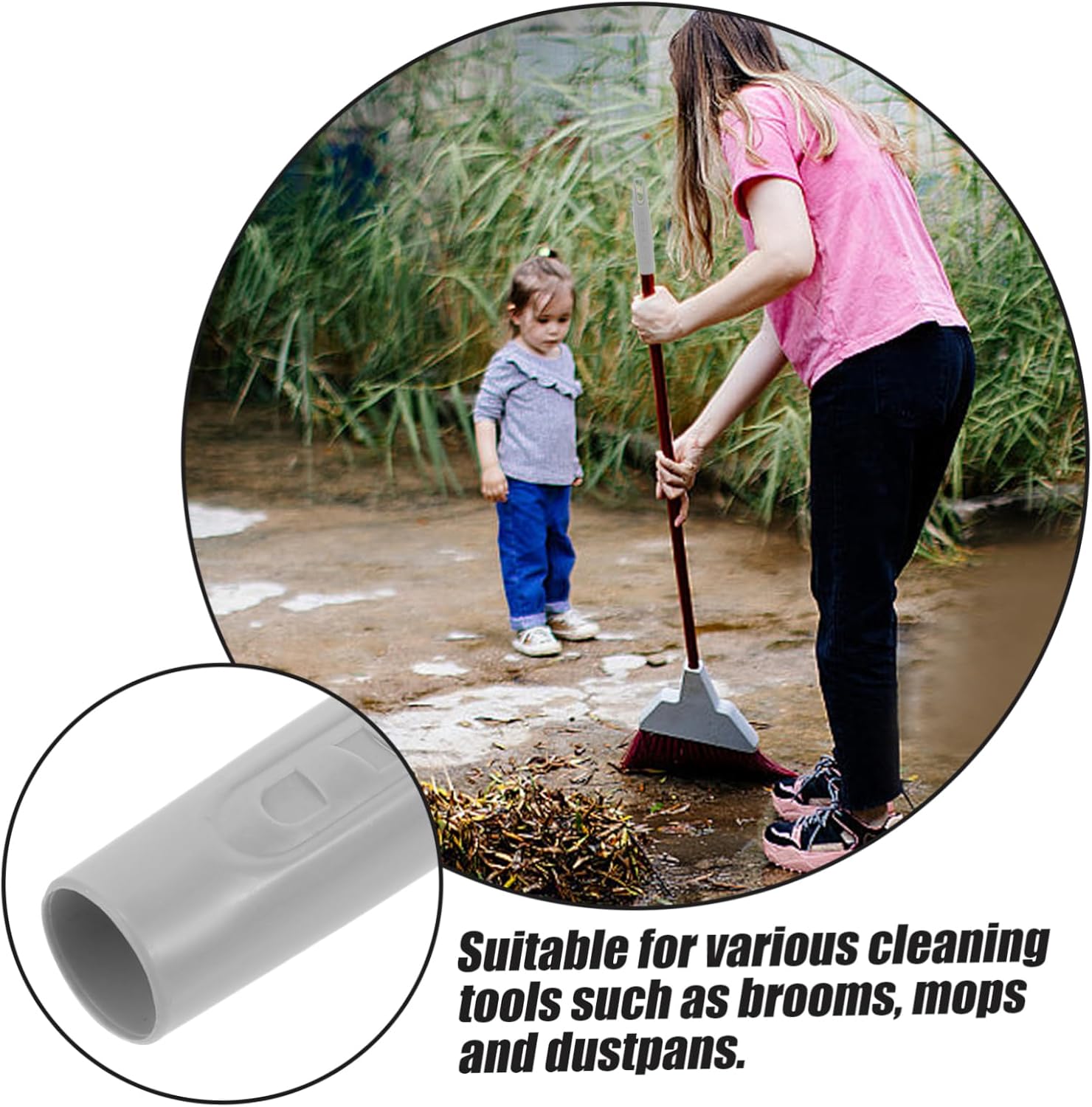 4sets Broom Handle Replacement Grip for Dustpan and Mop Poles