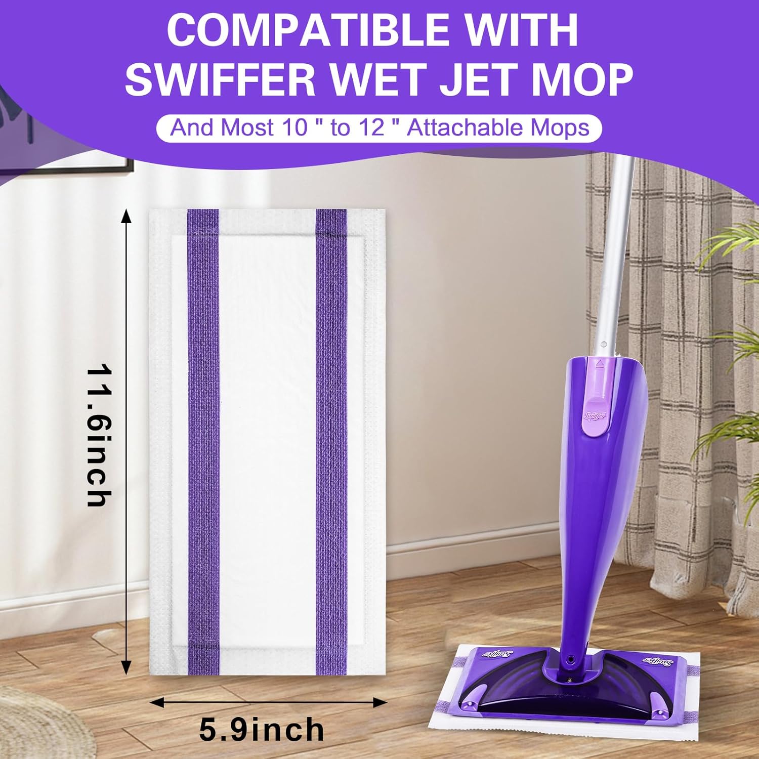 100 Pack Mop Pads Refills for Swiffer WetJet