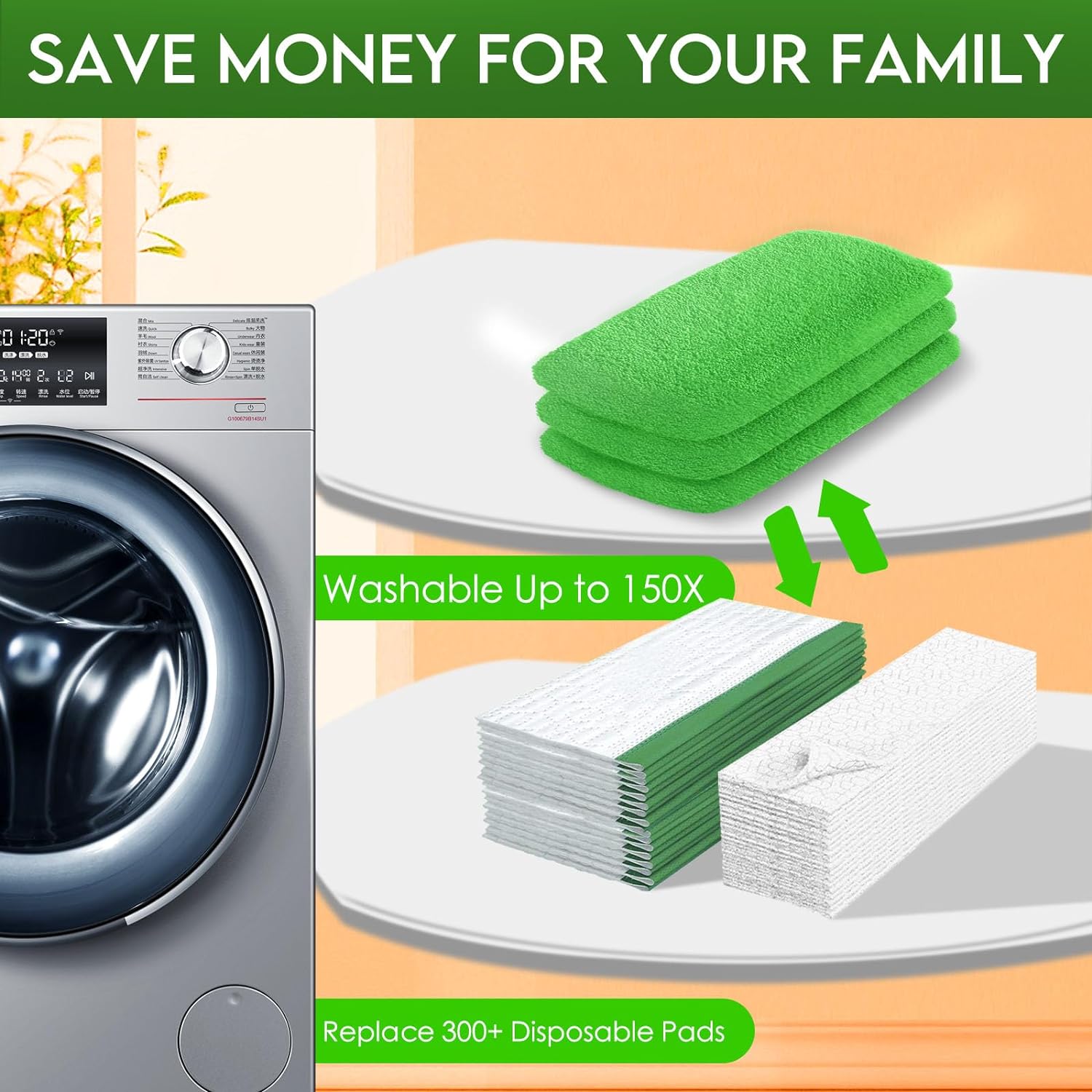 Yicotira Reusable Wet Pads for Swiffer Sweeper Mop - 6 Pack
