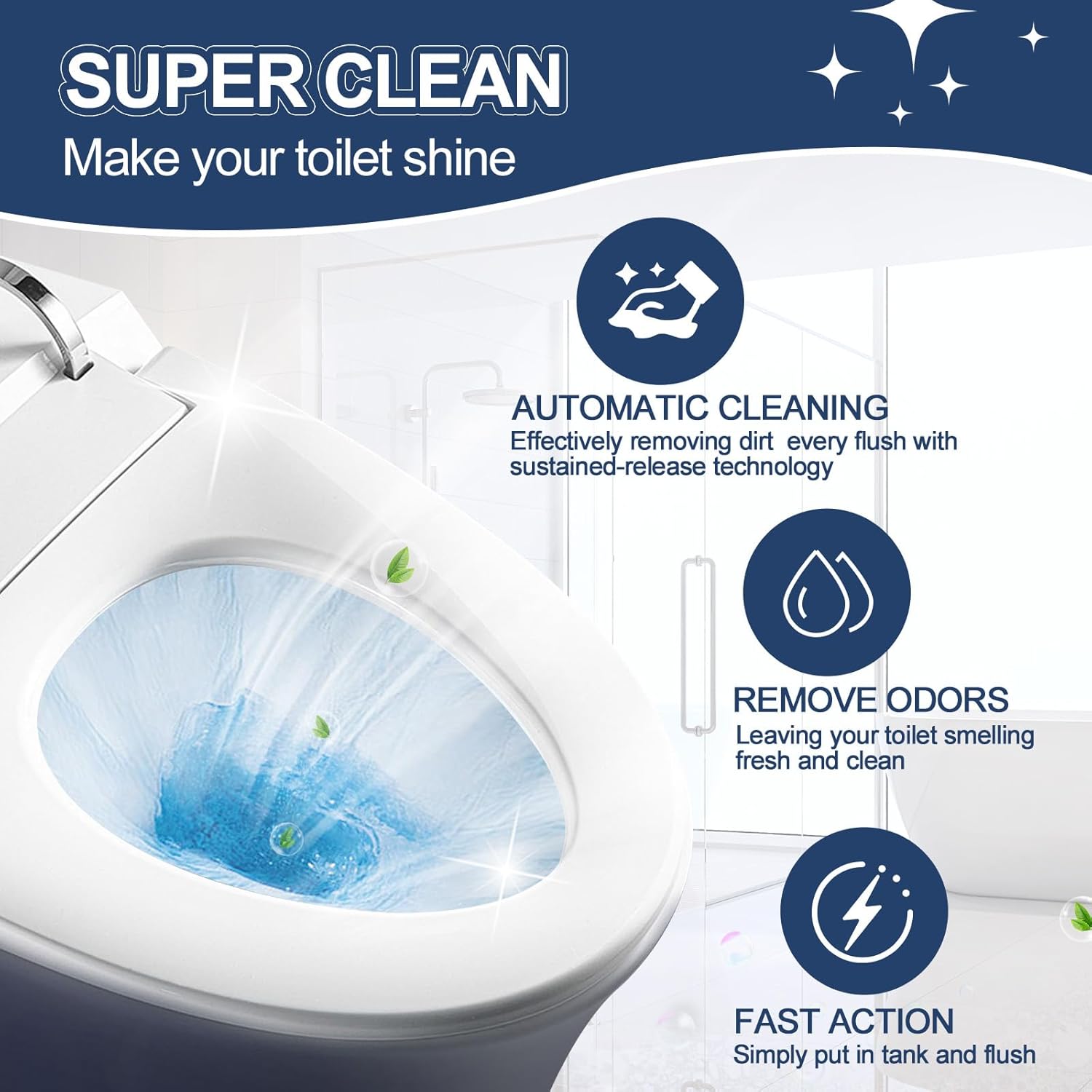 Msvvko Toilet Bowl Cleaner Tablets in Bottles 6 Pack 2300 Flushes Each