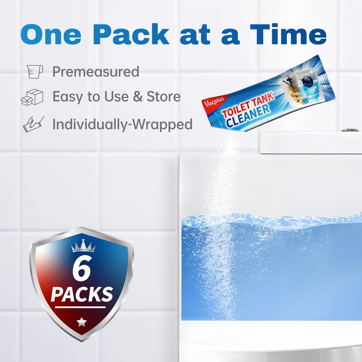 Vacplus Toilet Tank Cleaner - 6 Pack Automatic Descaler Tablets