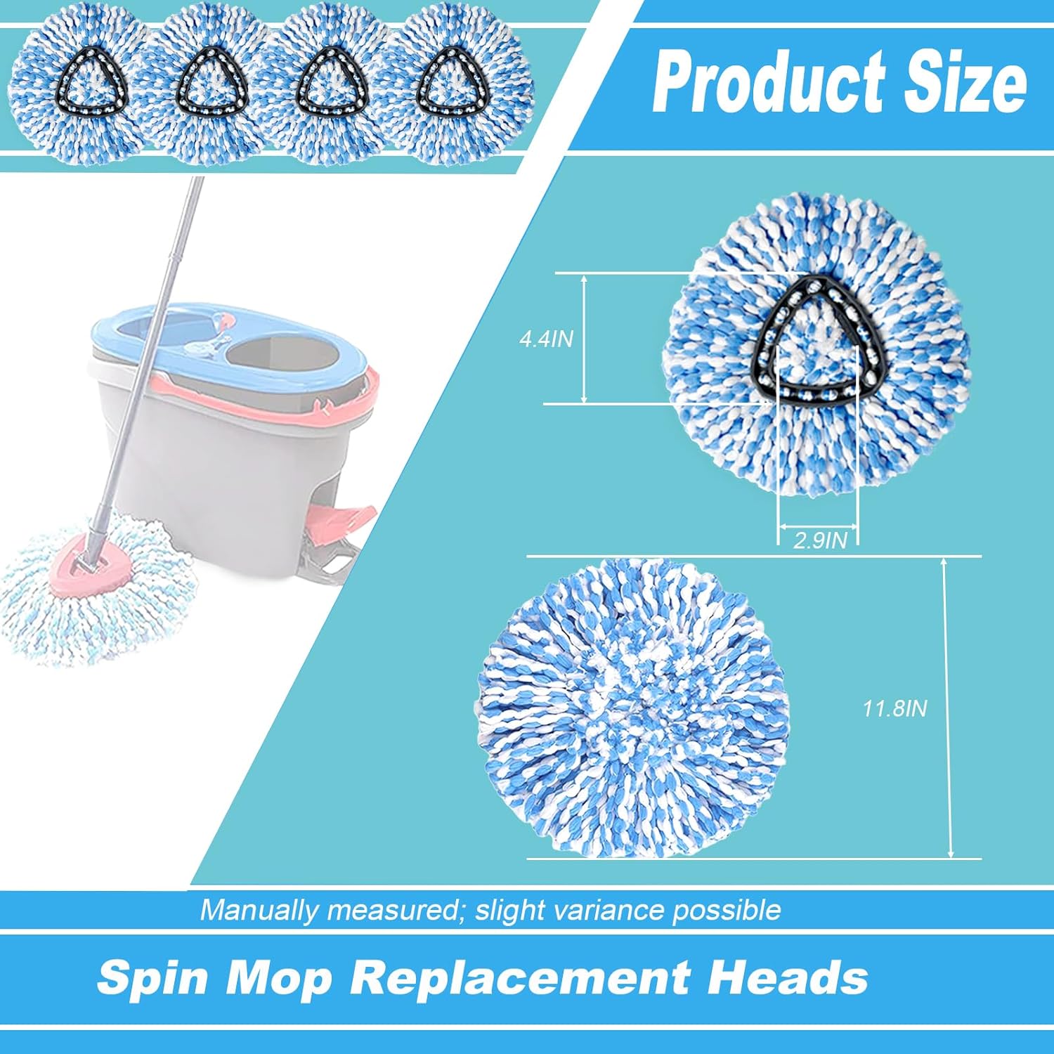 12 Pack Spin Mop Replacement Heads for RinseClean 2-Tank System