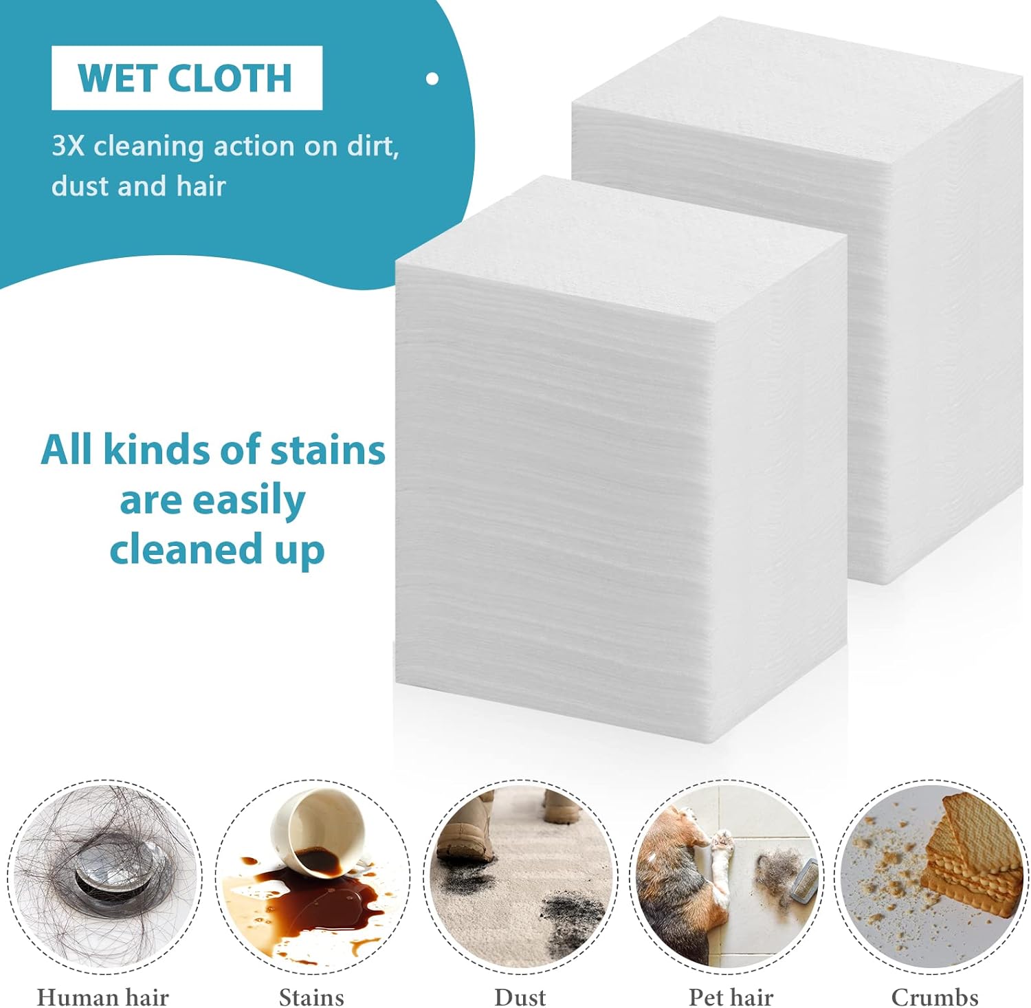 Peryiter 300 Pcs Wet Mop Pads Refills for Floor Cleaning