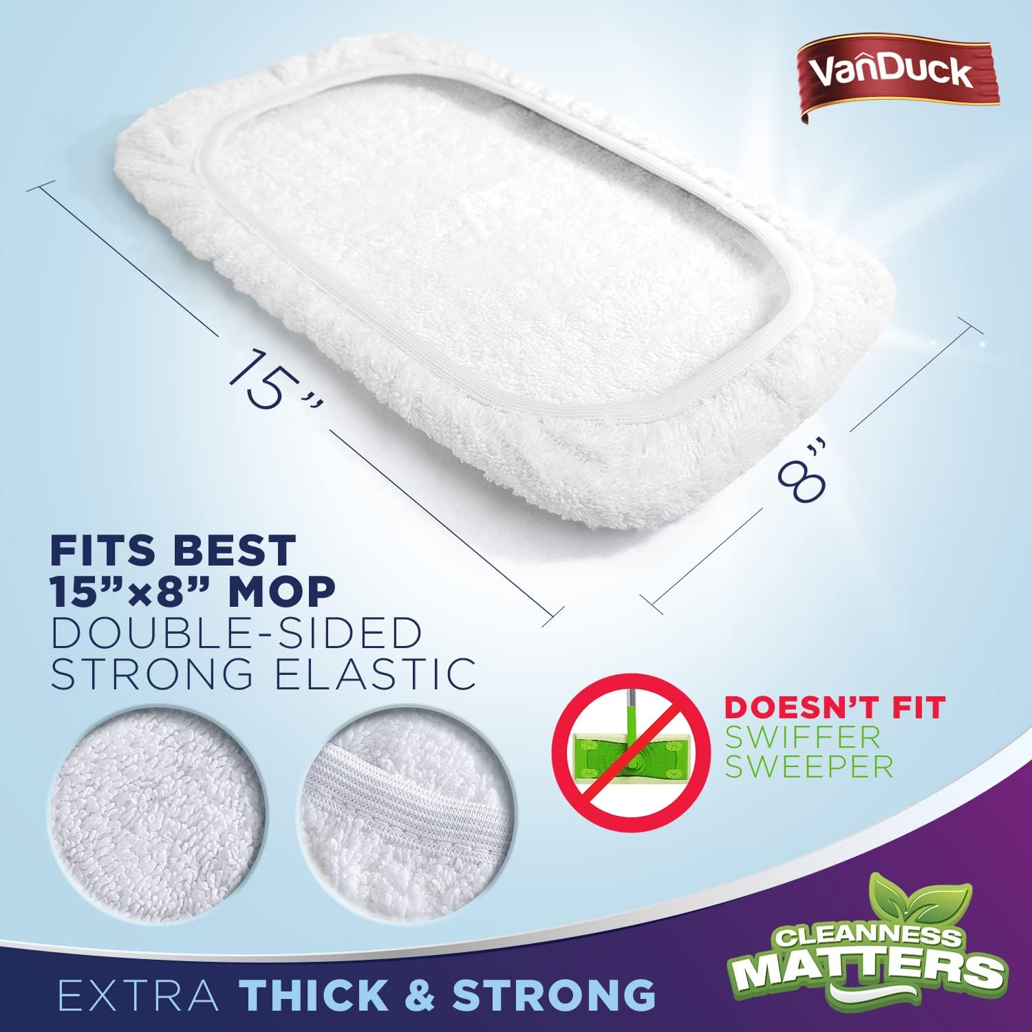 VanDuck 15x8 inch Terry Cloth Mop Refills 4-Pack 1