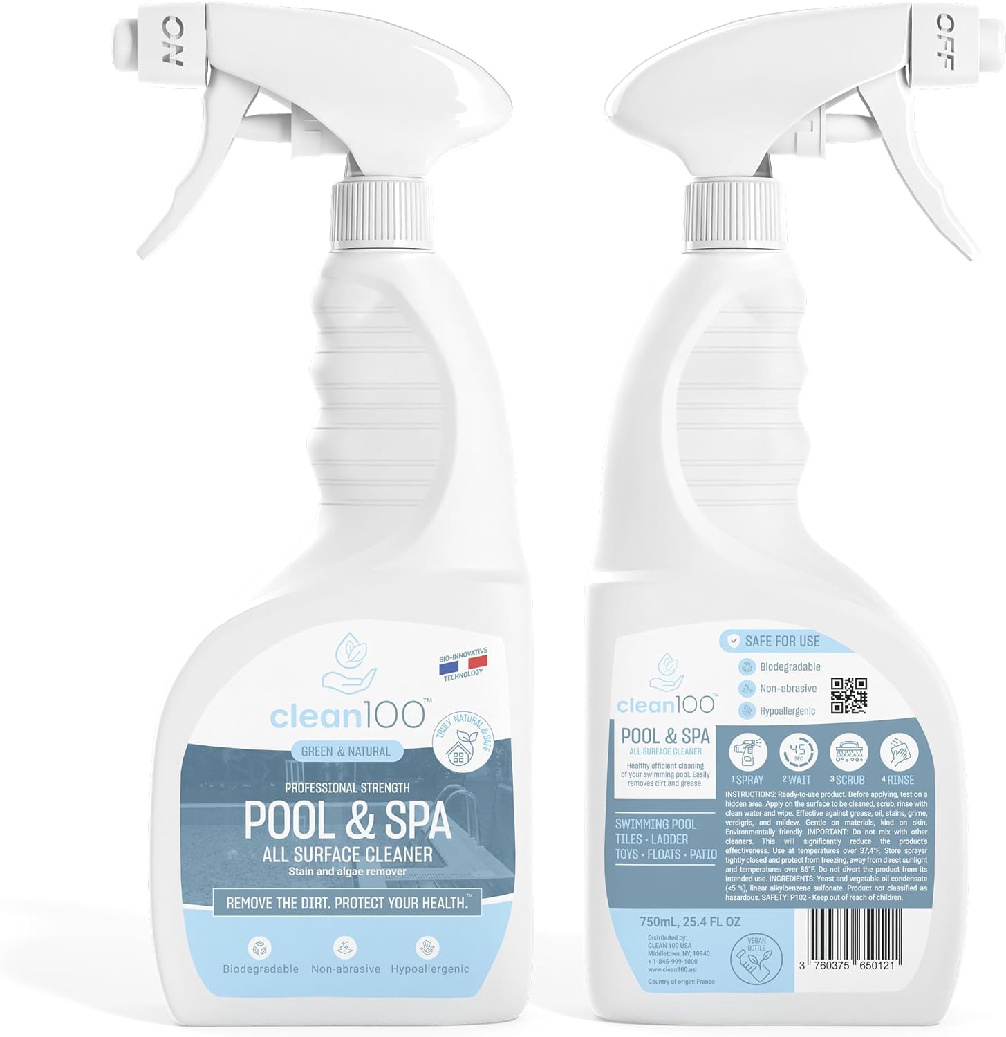 Clean100 Natural Pool Spa Cleaner Spray 254 Fl Oz