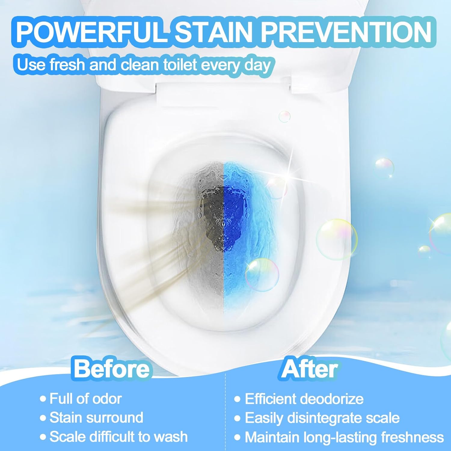 KIISIISO Toilet Bowl Cleaners 6 Pack - Septic Safe Blue Water