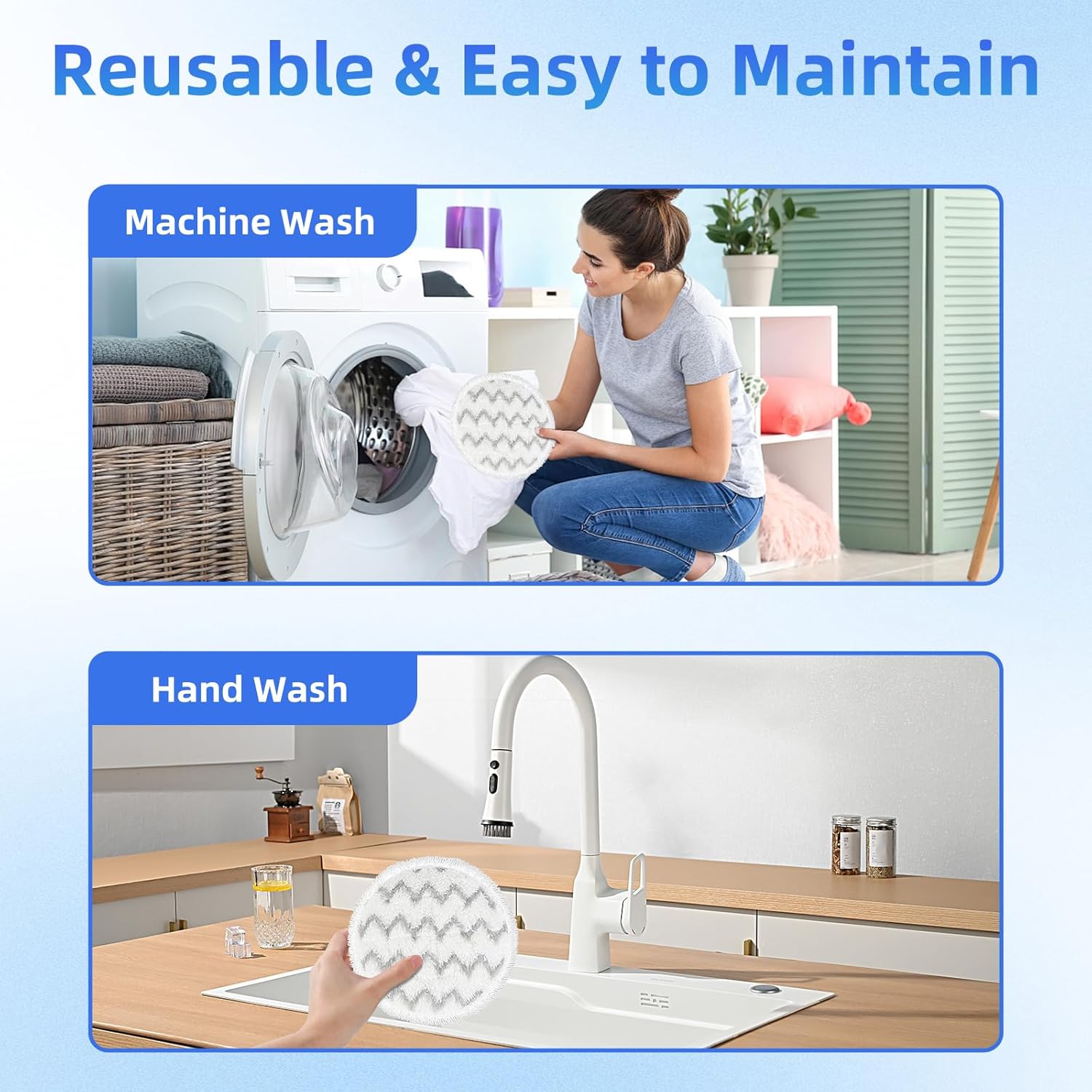 VIEWALL 8 Pack Mop Pads Replacement for Shark Steam Mops