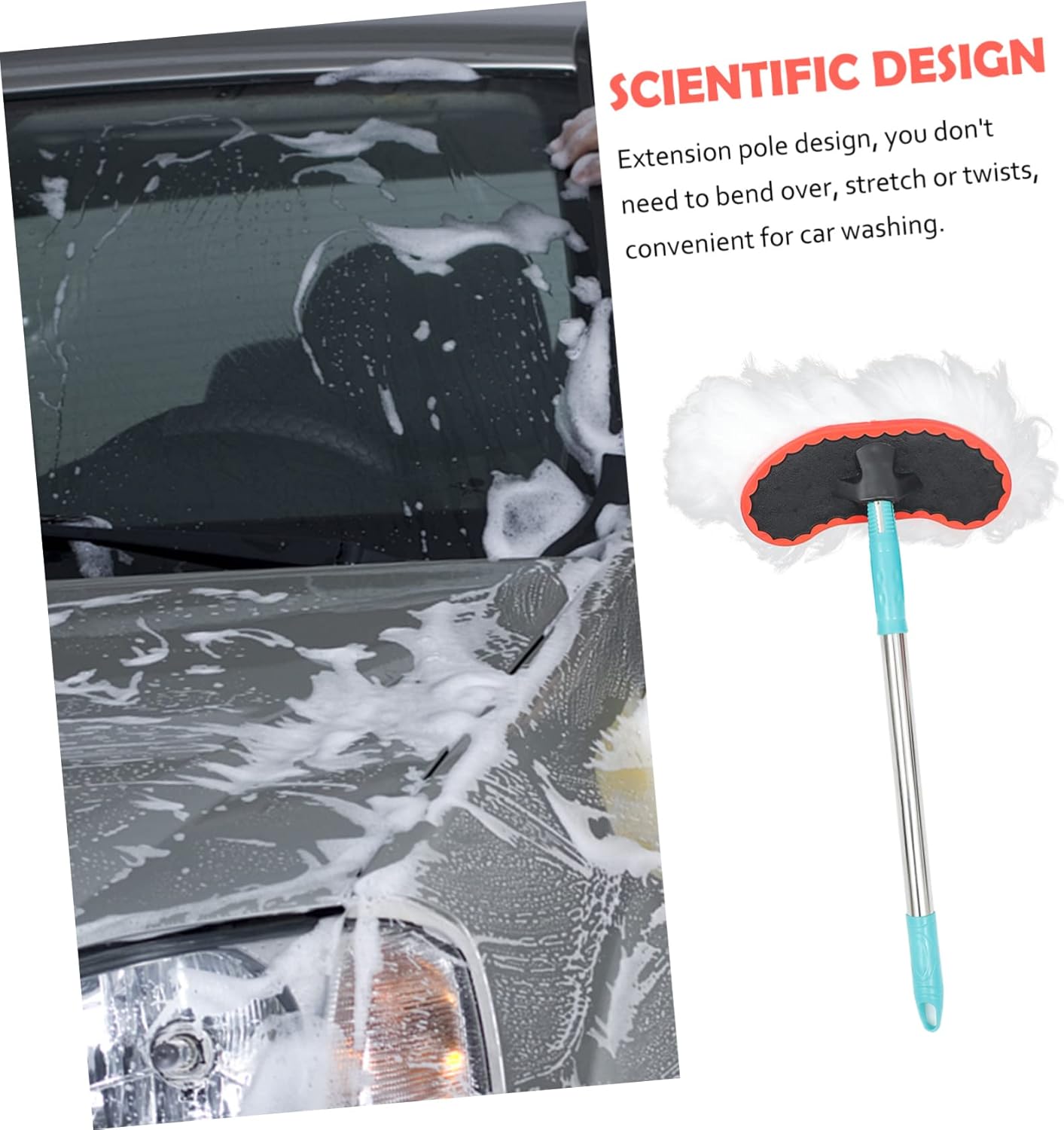 Adjustable Telescoping Mop Handle with Microfiber Head for Car and Window Cleaning