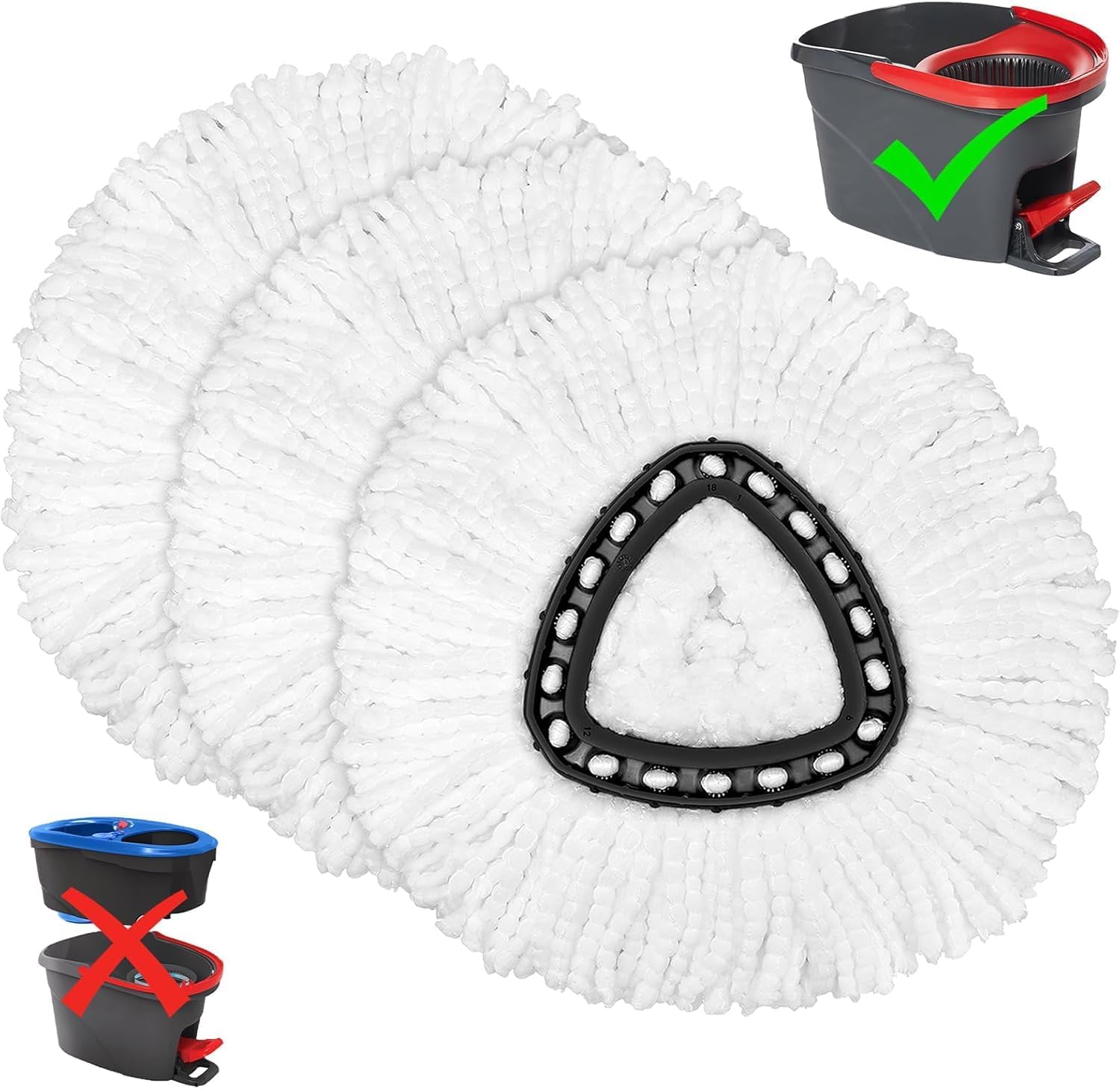 3pcs Mop Head Replacements for O-Cedar Spin Mop