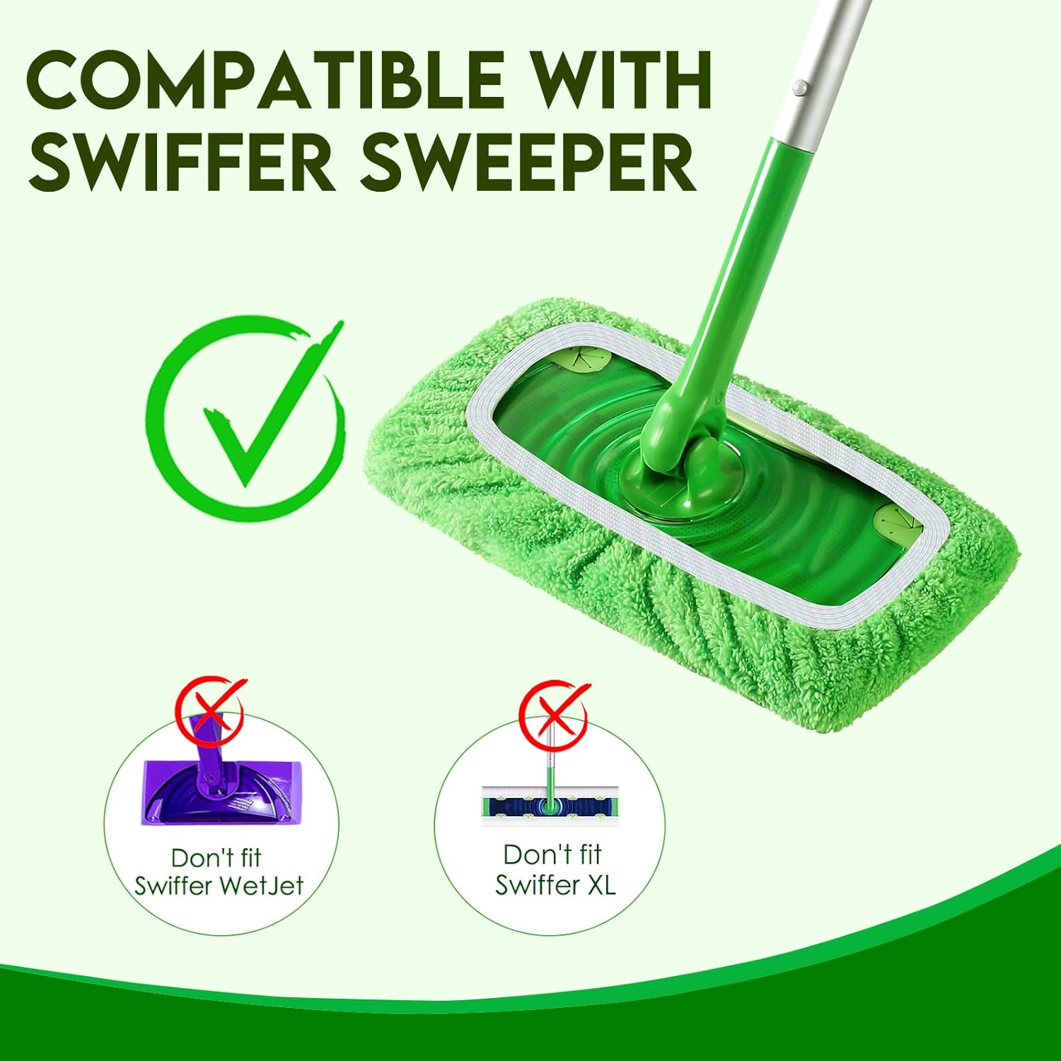 Yicotira Reusable Wet Pads for Swiffer Sweeper Mop - 6 Pack