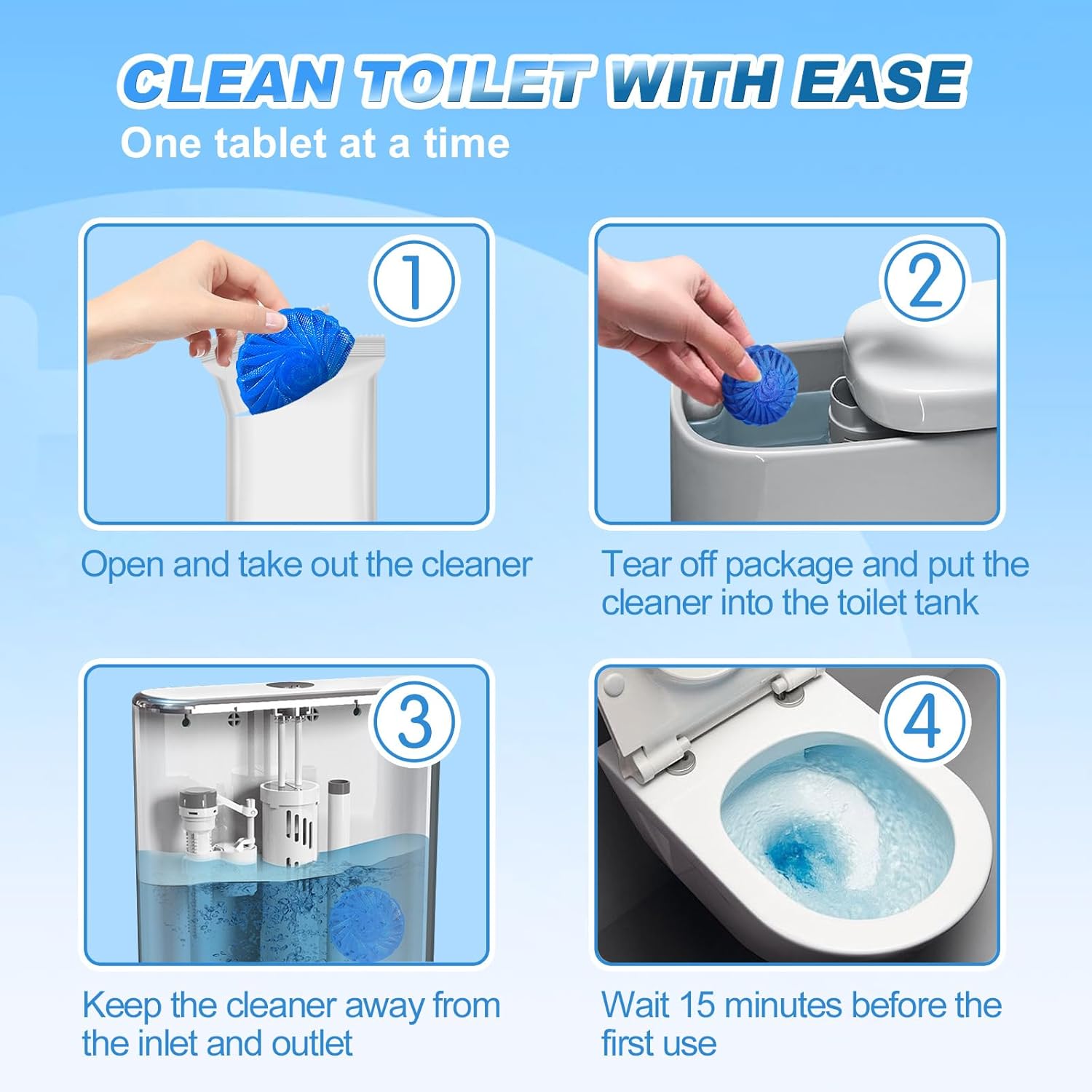 KIISIISO Toilet Bowl Tablets 54 Pack Automatic Cleaner with Long-Lasting Fragrance
