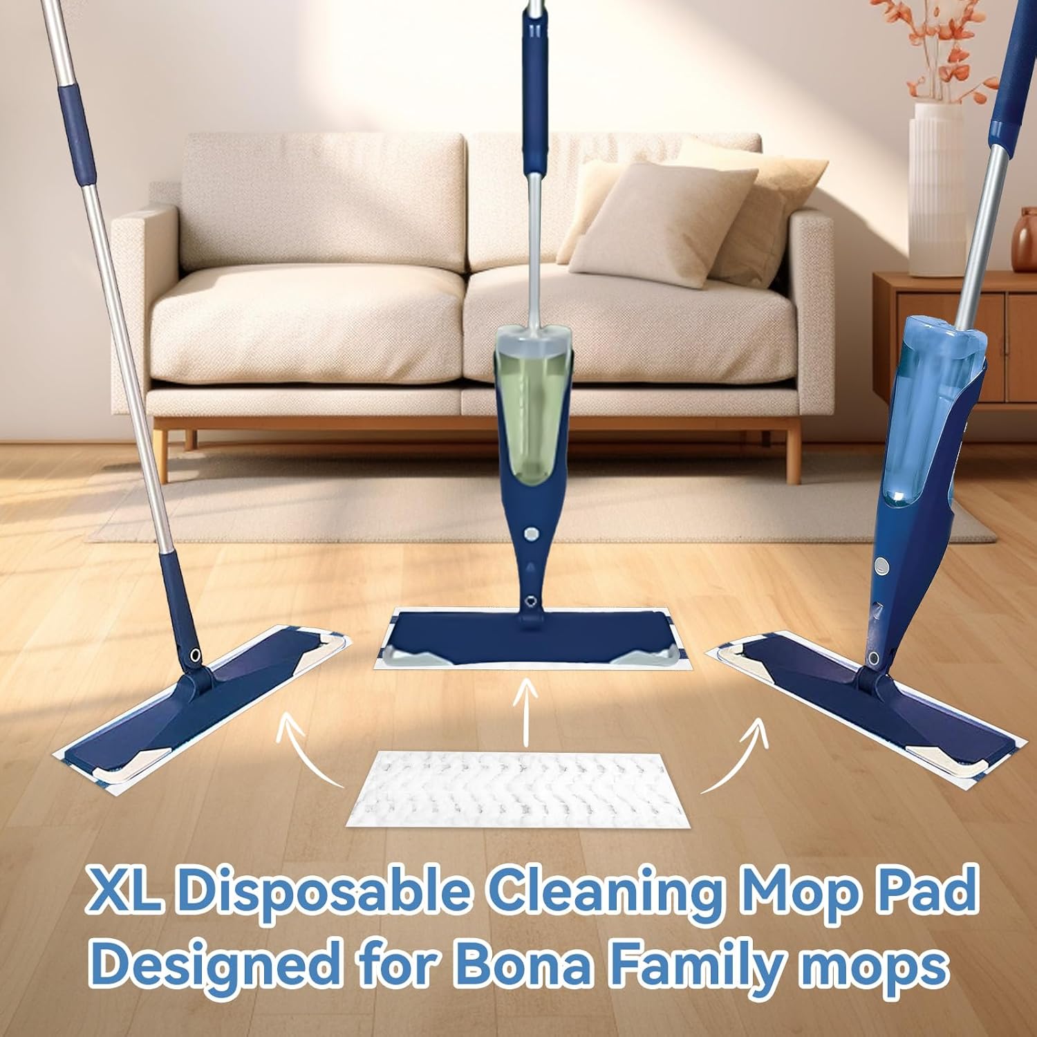 ZQZiQi 50 Count XL Microfiber Mop Pads for Bona