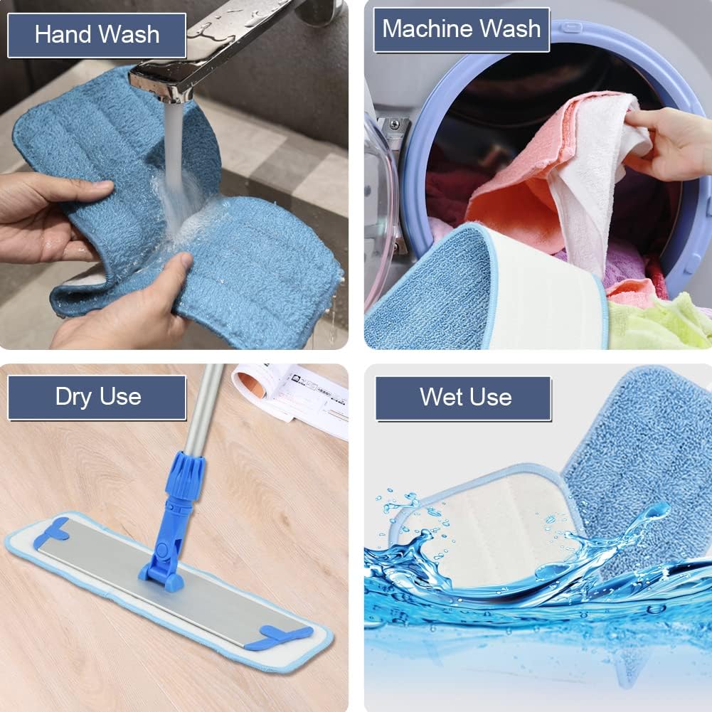 Layers 6 Pack 18inch Microfiber Mop Pads - Reusable Washable Replacement
