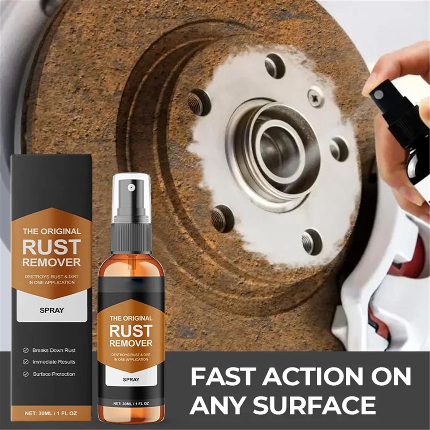 Fast-Acting Rust Remover Spray with Sponge and Towel