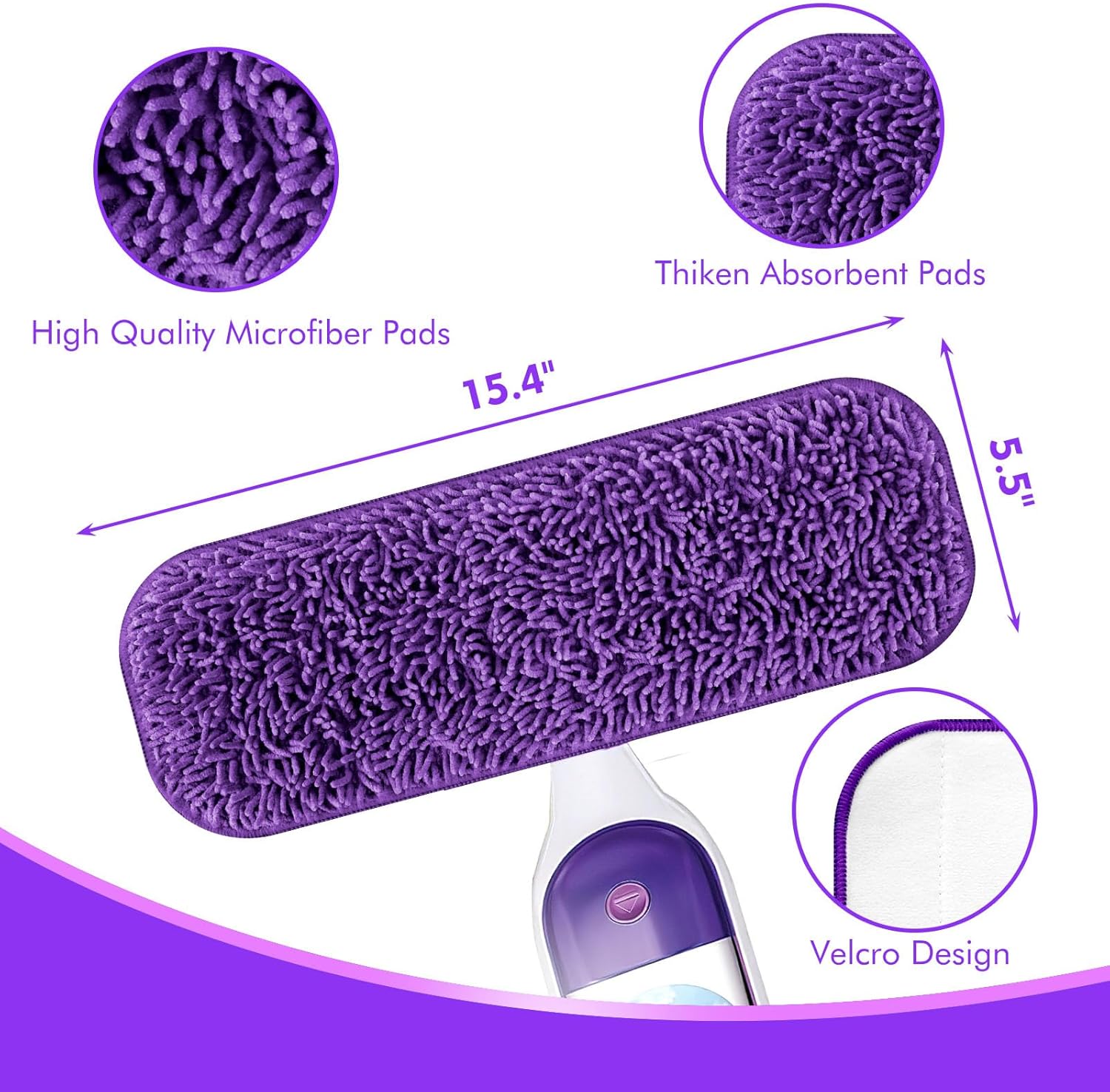 Yicotira Reusable Power Mop Refill Pads 3 Pack