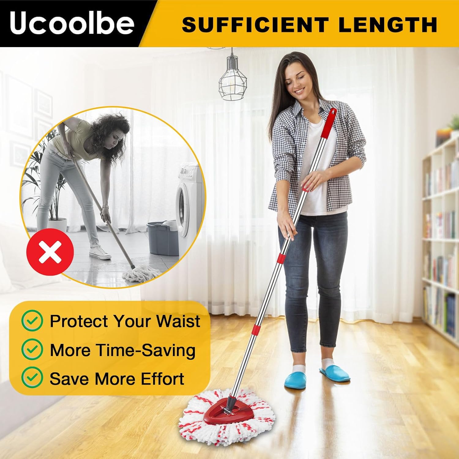 Ucoolbe Spin Mop Replacement Set for O Cedar 1 Tank EasyWring