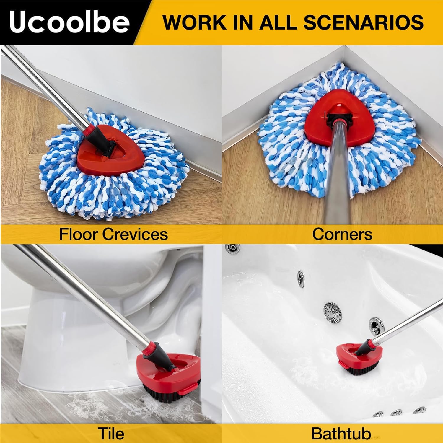 Ucoolbe Spin Mop Replacement Set for O Cedar RinseClean 2 Tanks