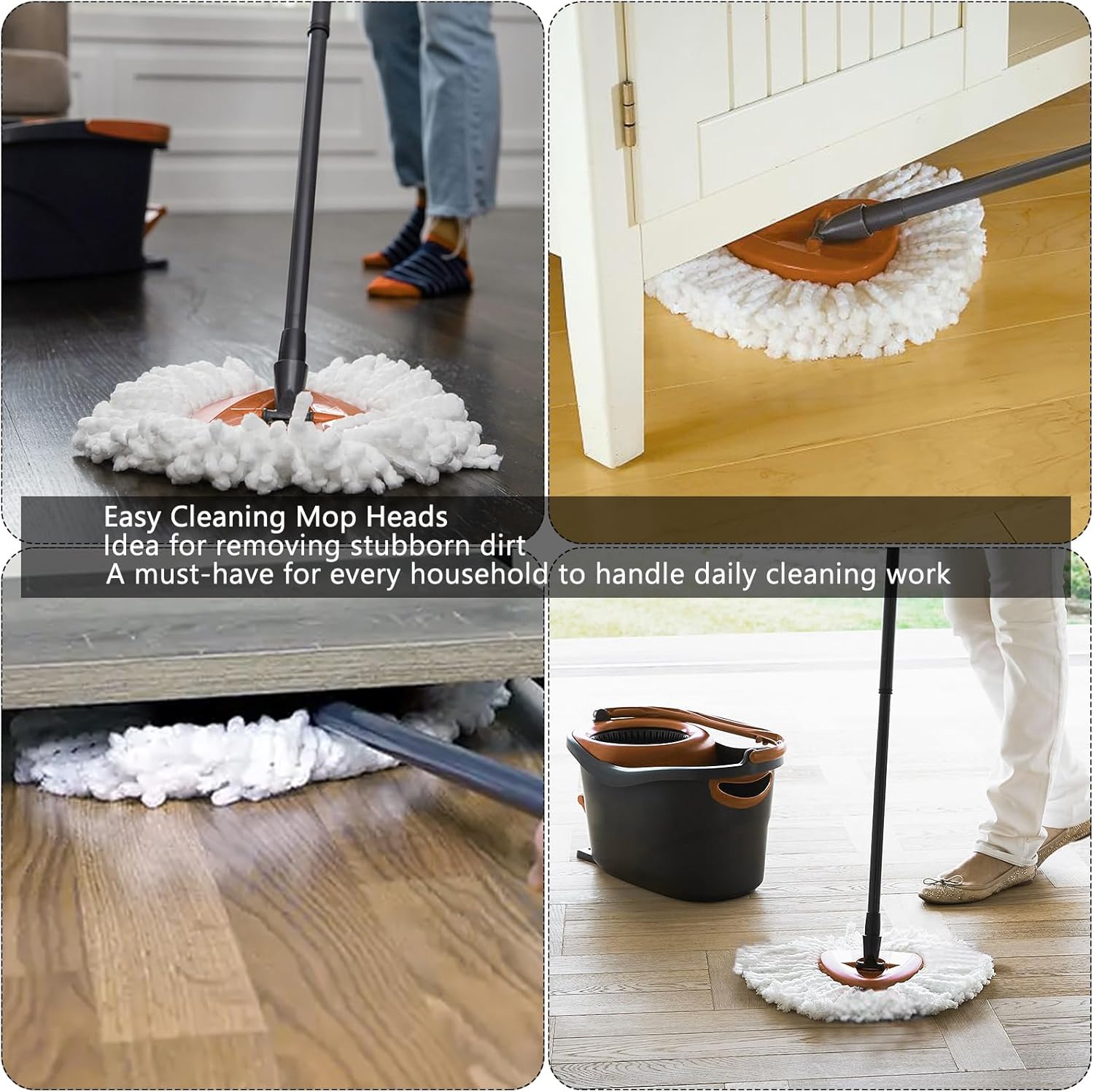8Pack Microfiber Spin Mop Replacement Heads White