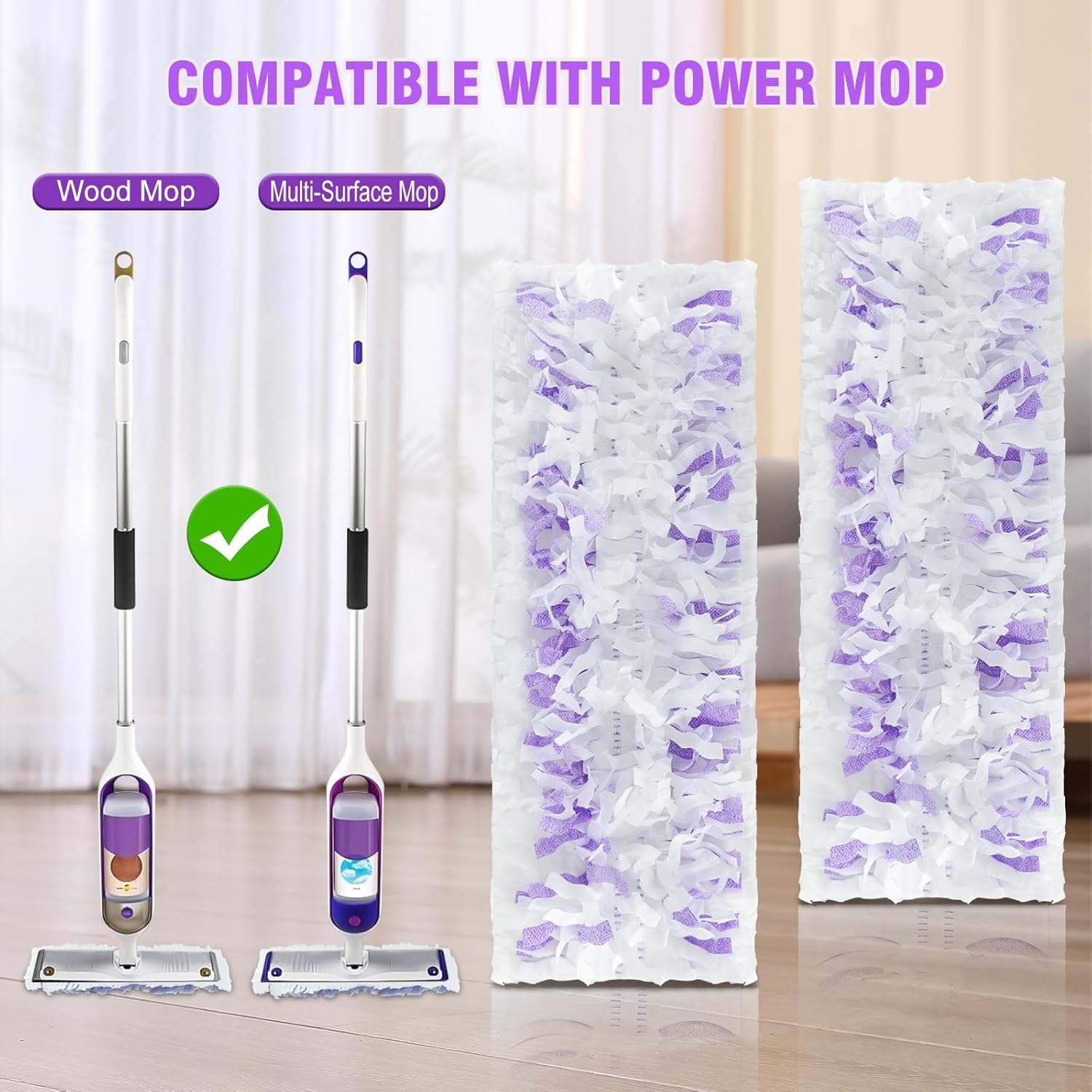 SAUAUSUN 50 Count Heavy-Duty Power Mop Pads for Swiffer