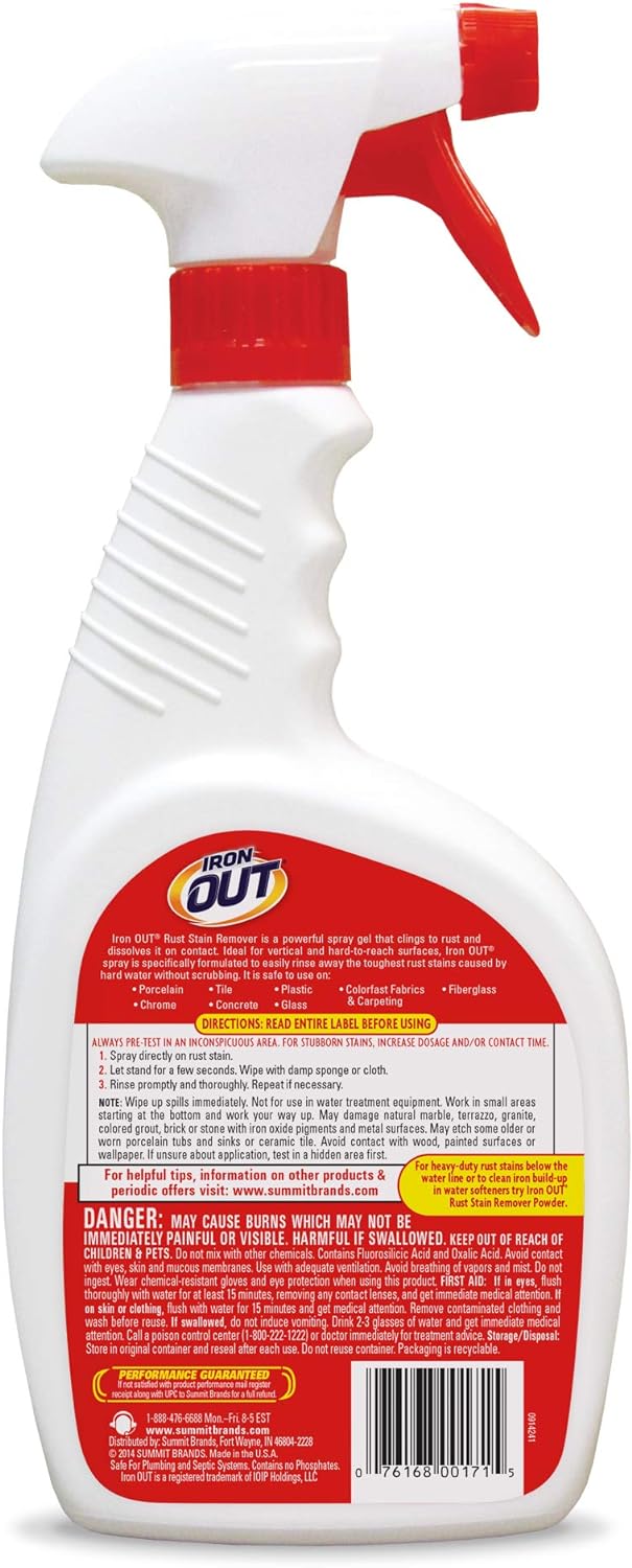 IRON OUT Spray Gel Rust Stain Remover 24 Oz Pack of 6