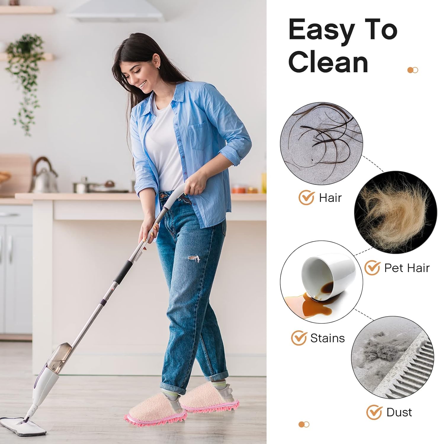 Gerrii 4 Pair Microfiber Mop Slippers for Men Women Kitchen Cleaning