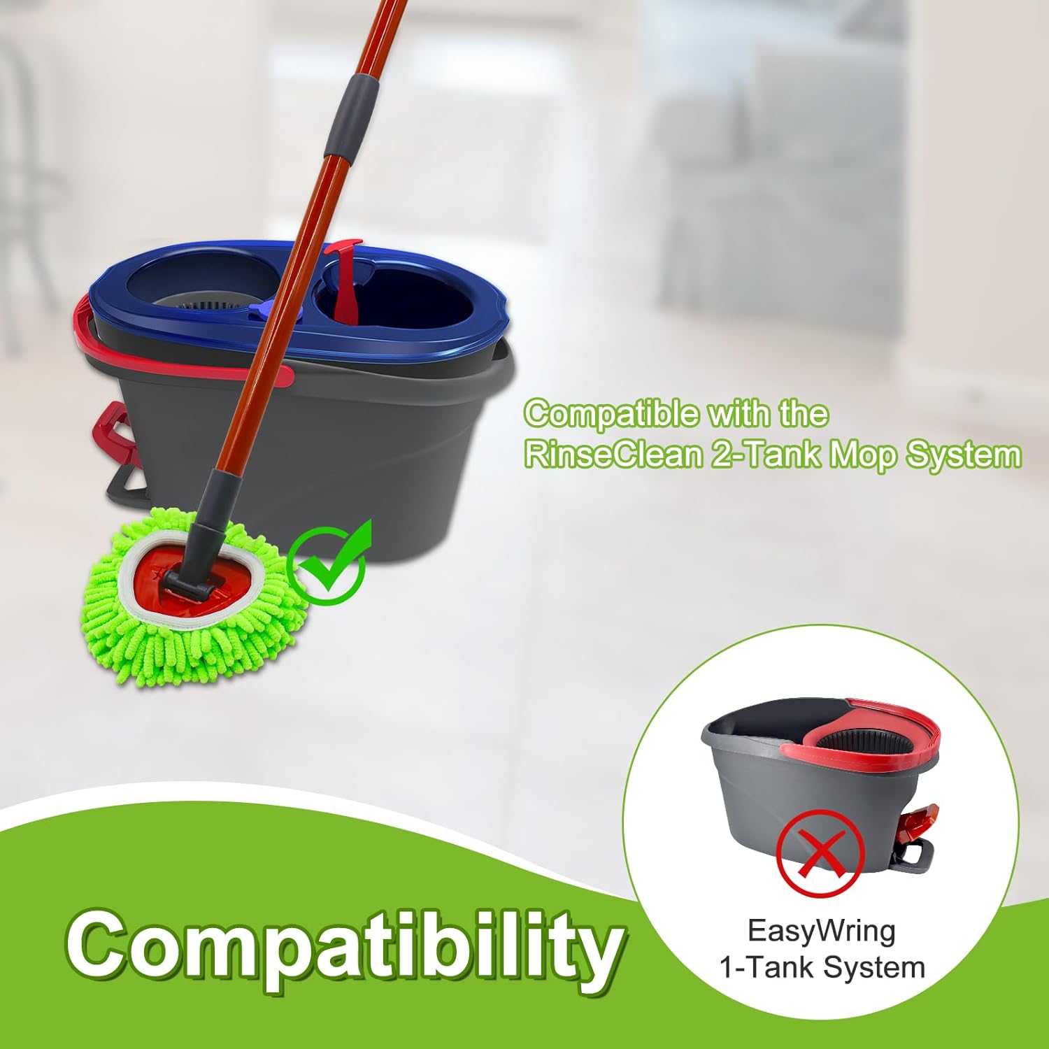 Aiyiried Replacement Mop Heads Set for O-Cedar RinseClean 2-Tank System