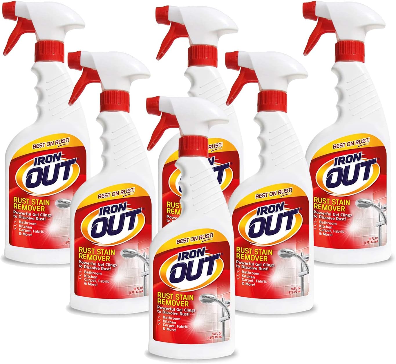 IRON OUT Spray Gel Rust Stain Remover 16 Ounce Pack of 6