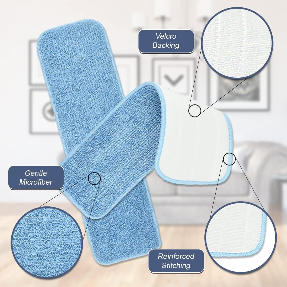 Layers 6 Pack 18inch Microfiber Mop Pads - Reusable Washable Replacement