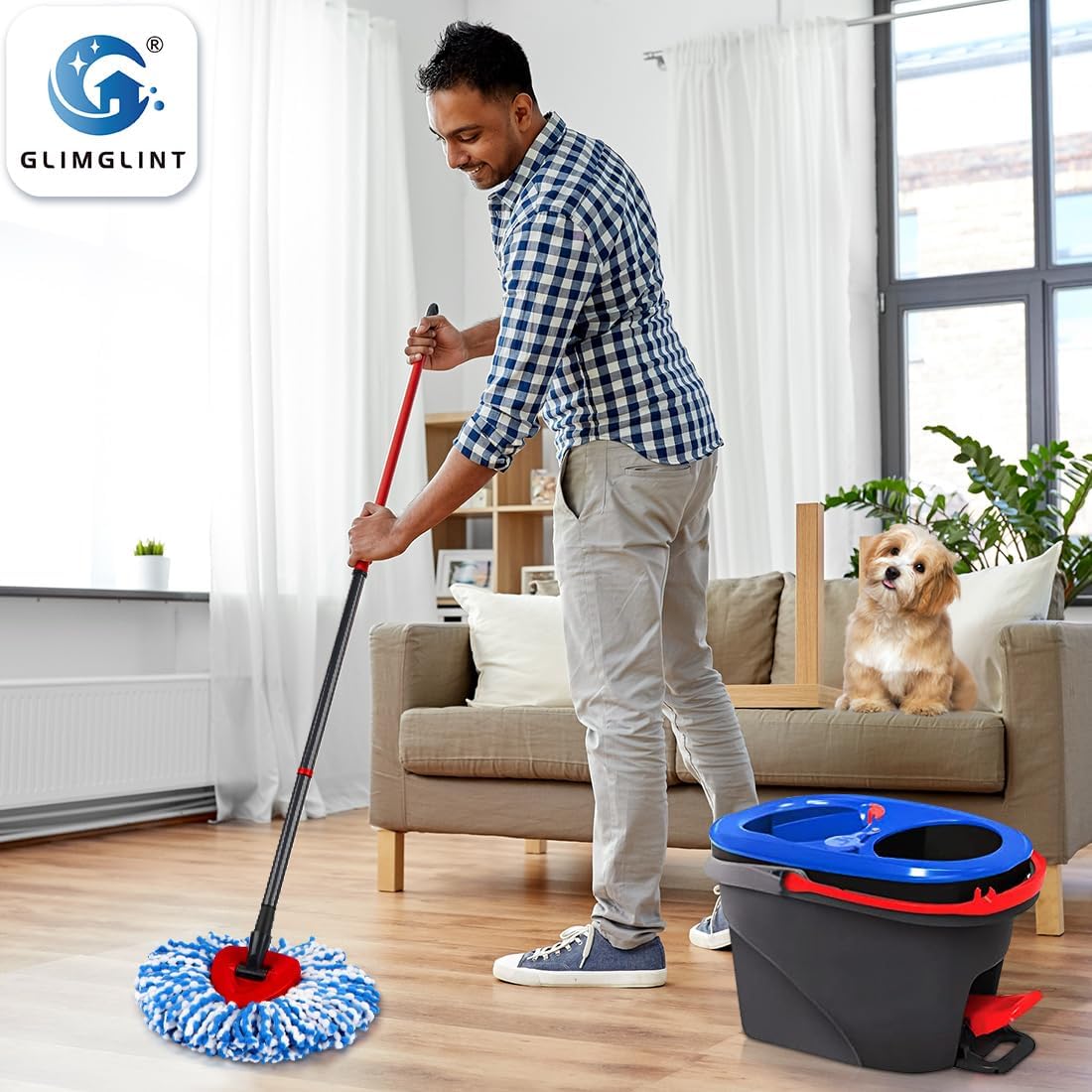 GLIMGLINT Mop Replacement Heads 8-Pack for RinseClean 2-Tank System