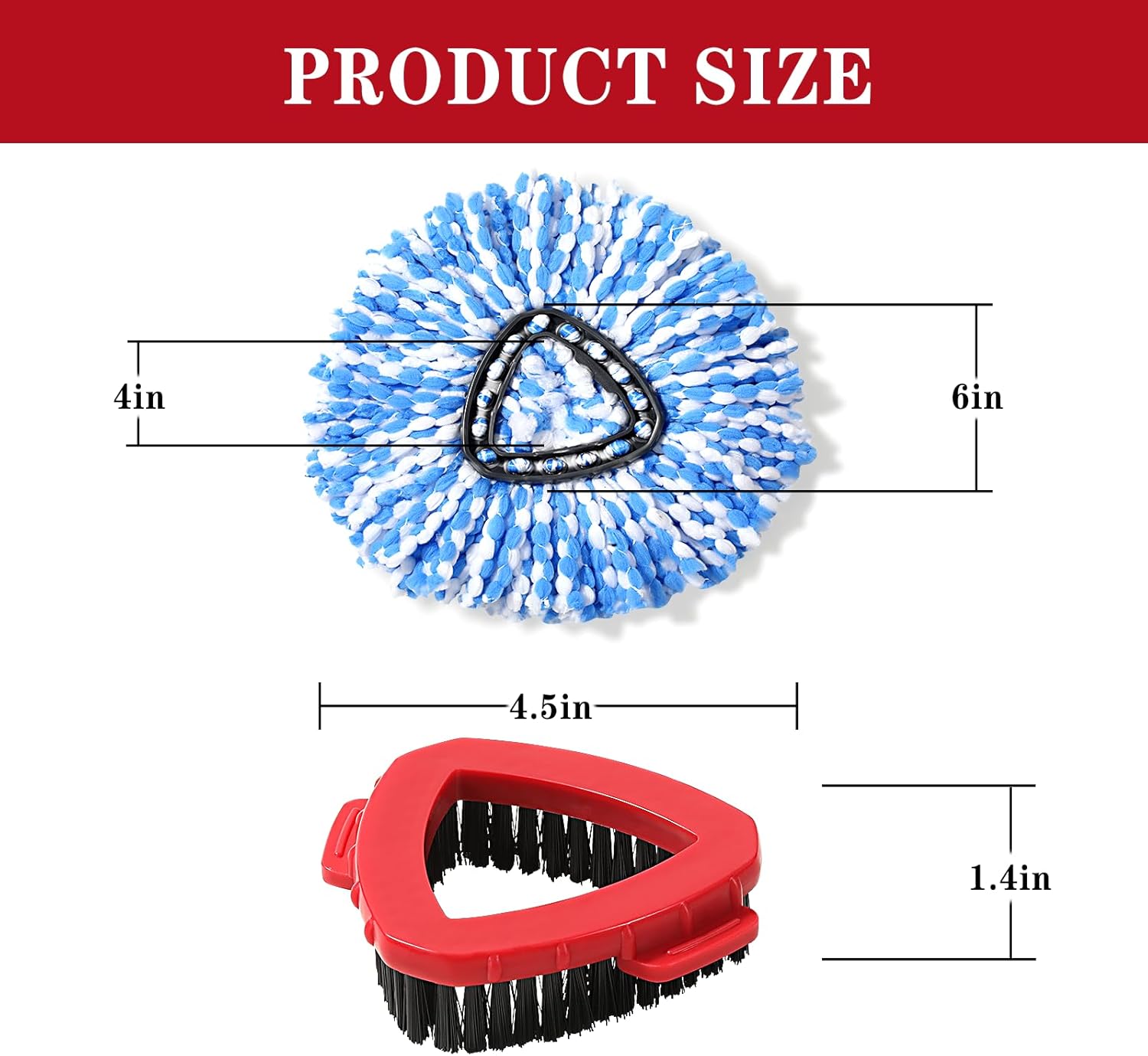 4 Pack Spin Mop Replacement Heads for 2-Tank System