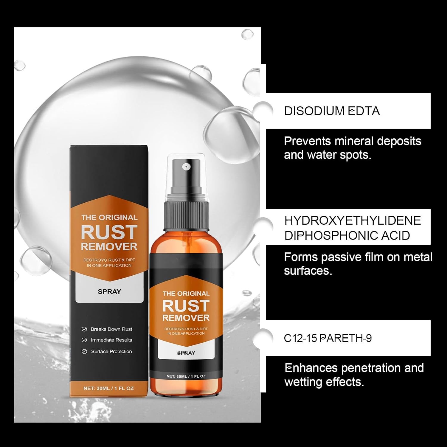 Fast-Acting Rust Remover Spray with Sponge and Towel