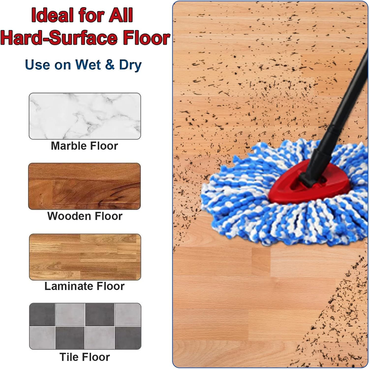 RUXIEWEY Spin Mop Refill Replacement Head 2 Pack