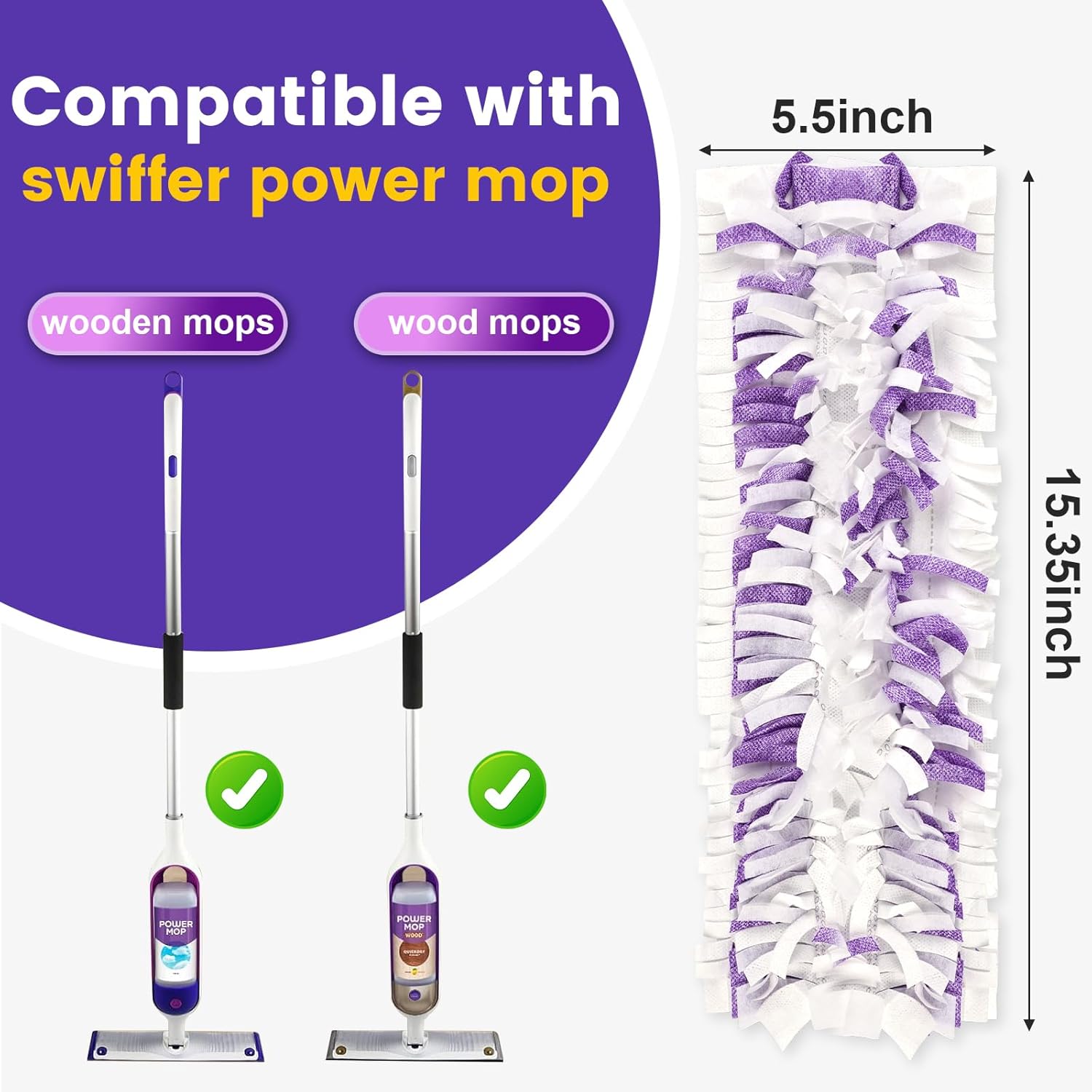 ZMZPA Power Mop Pads Refill for Swiffer PowerMop 8 Count Multi-Surface