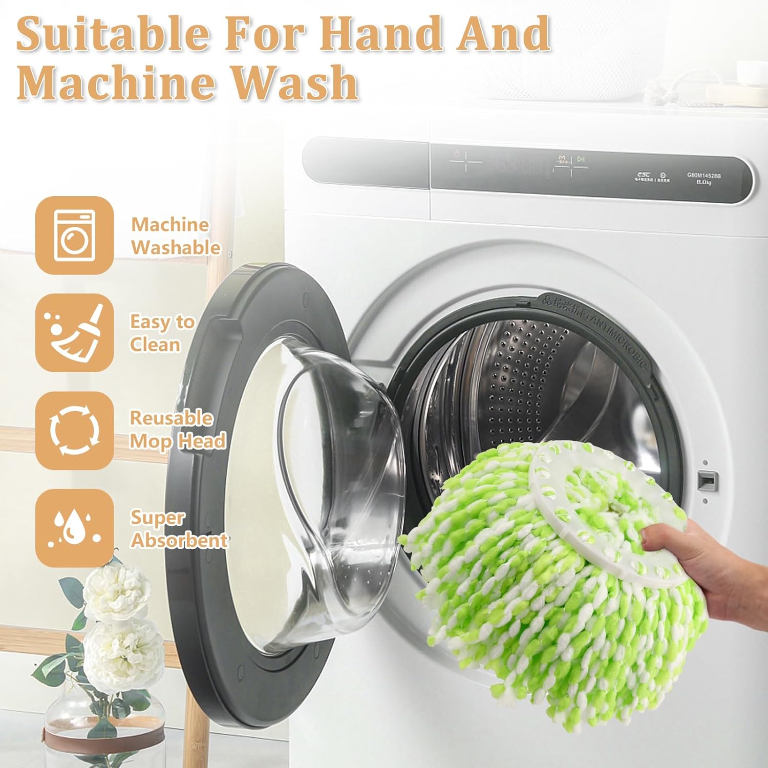 NICEMOVIC 5 Pack Microfiber Spin Mop Heads