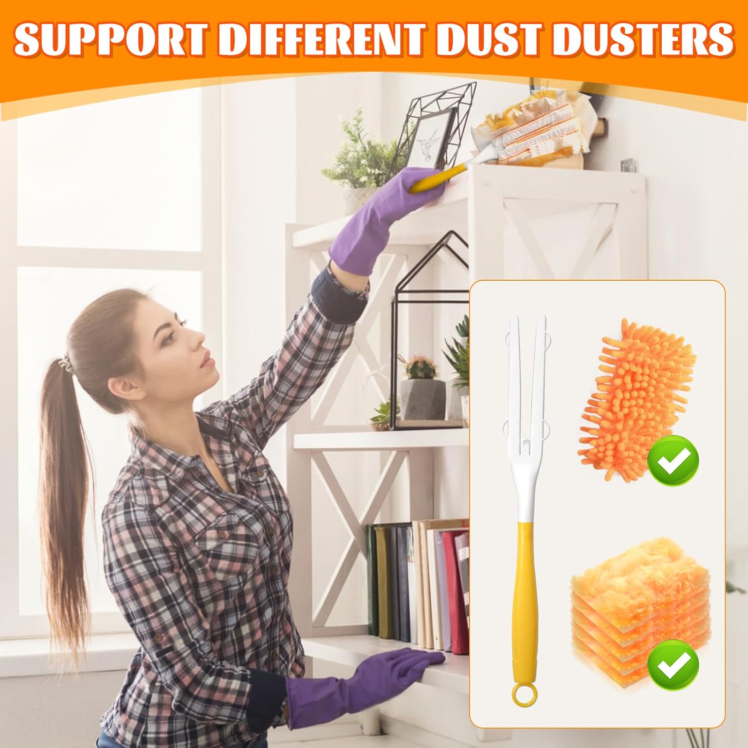 Adjustable Duster Handle Set for Swiffer Compatible