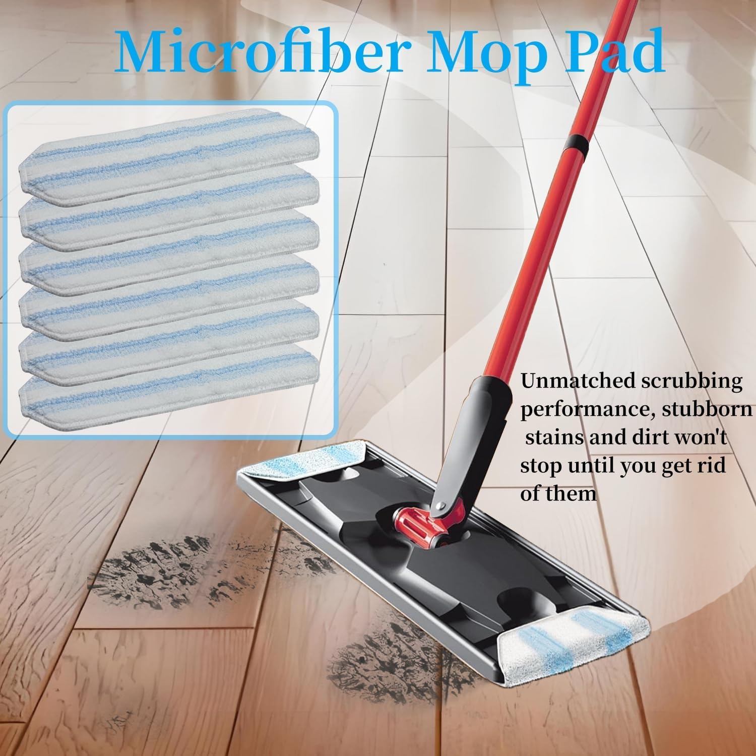 KVLZ Microfiber Mop Pads 6-Pack - Fits H2prO Mops