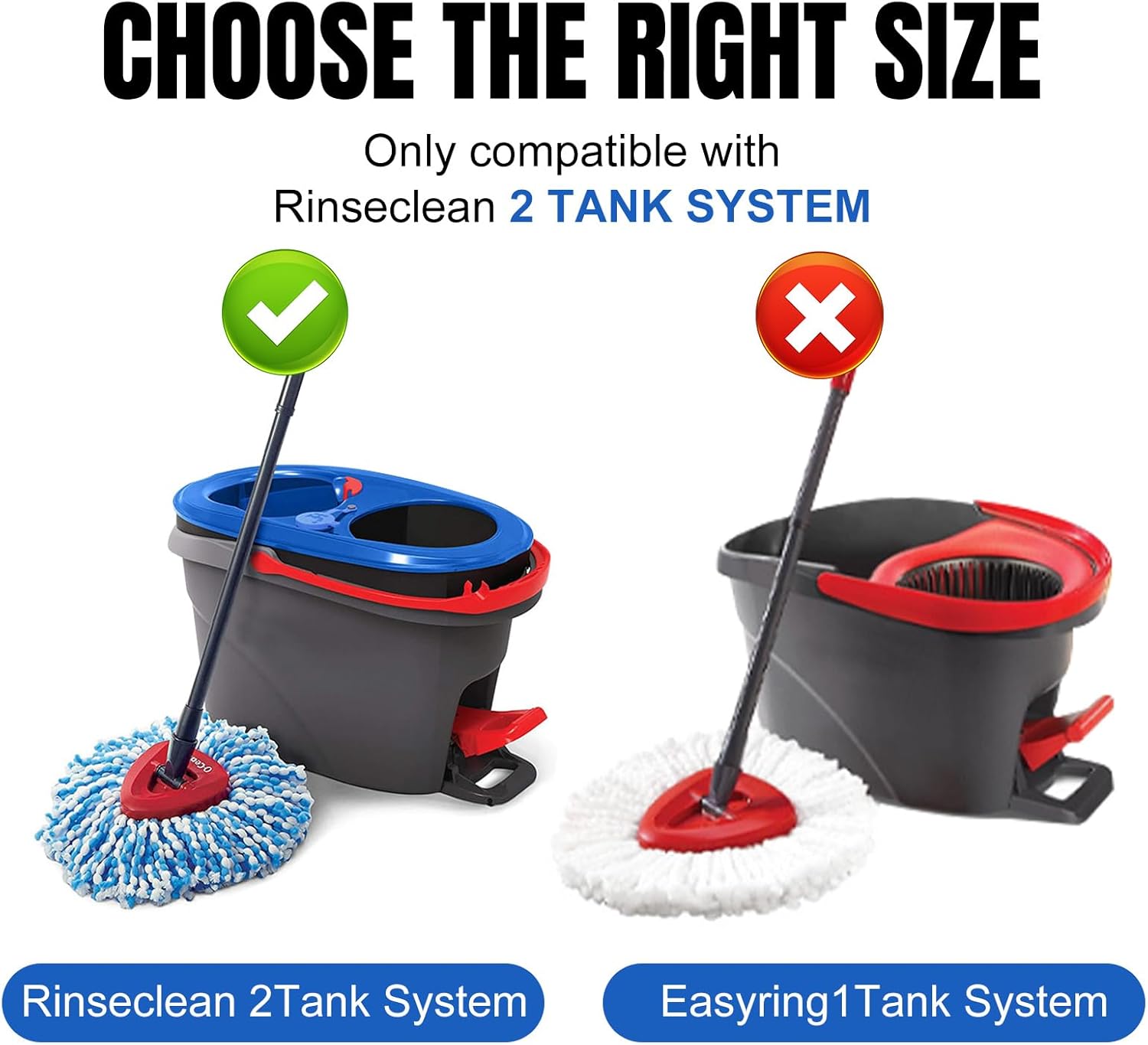 16 Pcs Spin Mop Replacement Heads 2 Tank System Microfiber Blue White