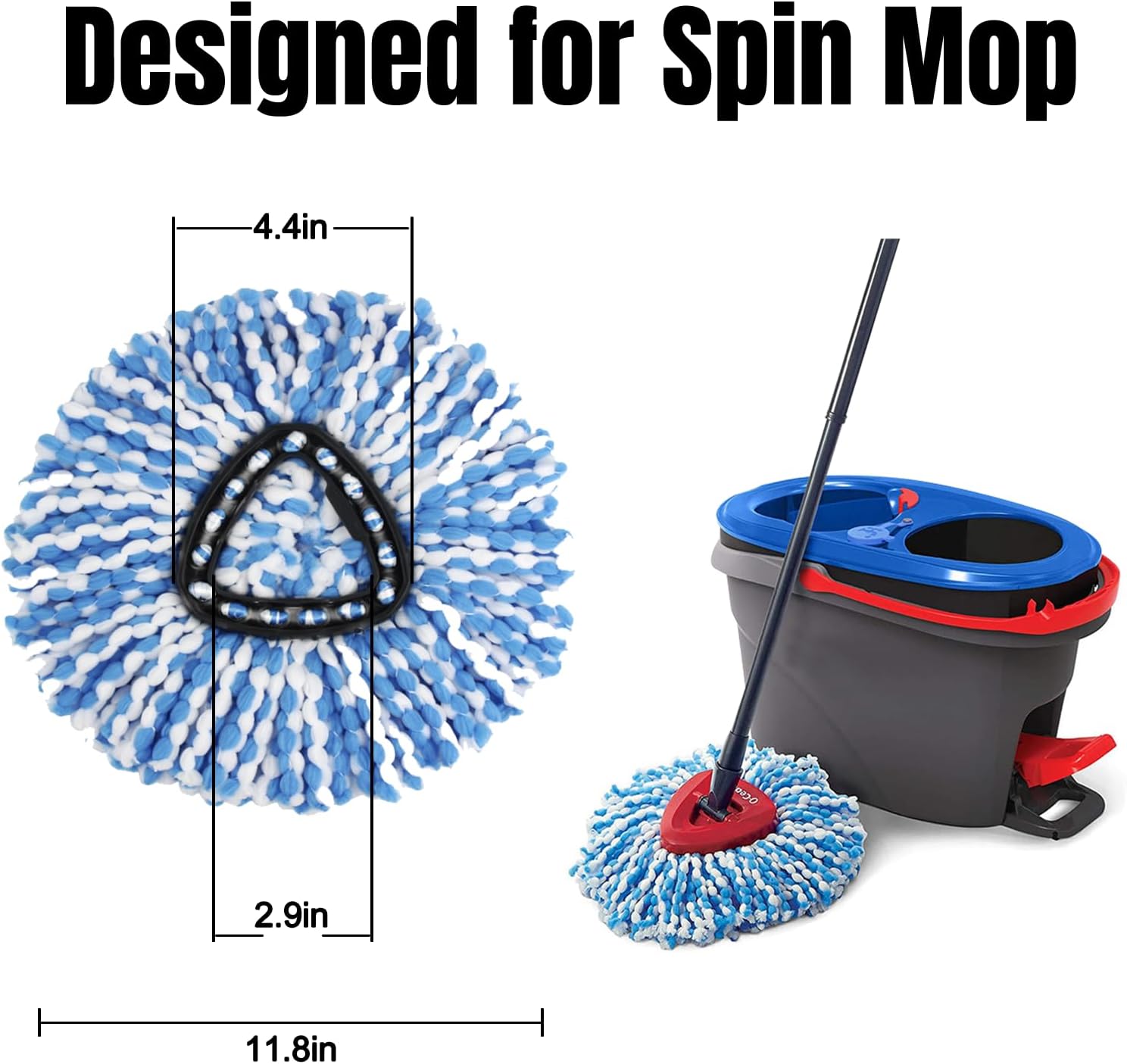 16 Pcs Spin Mop Replacement Heads 2 Tank System Microfiber Blue White