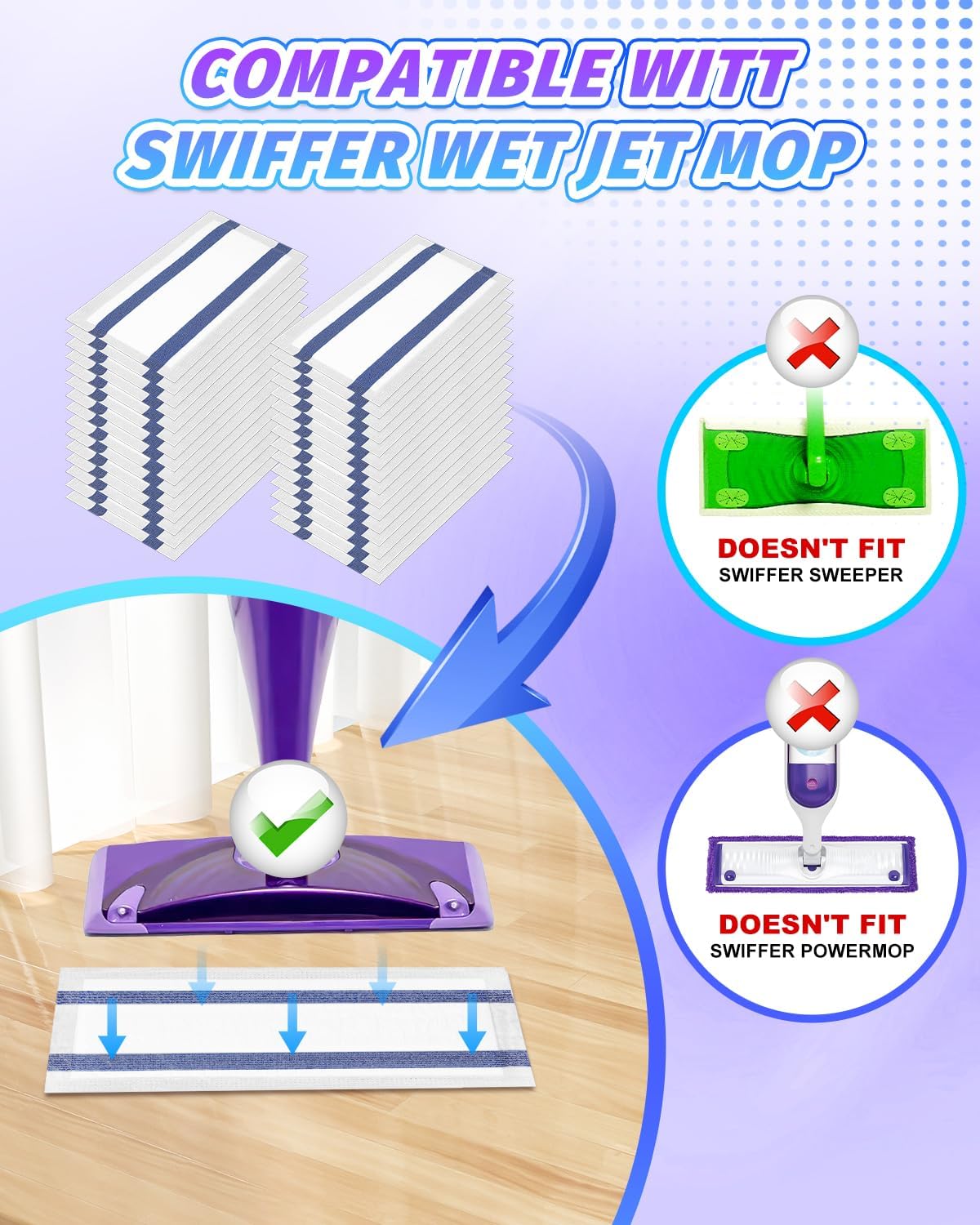 YagoDago 30-Count Disposable Mop Pads for Swiffer Wet Jet