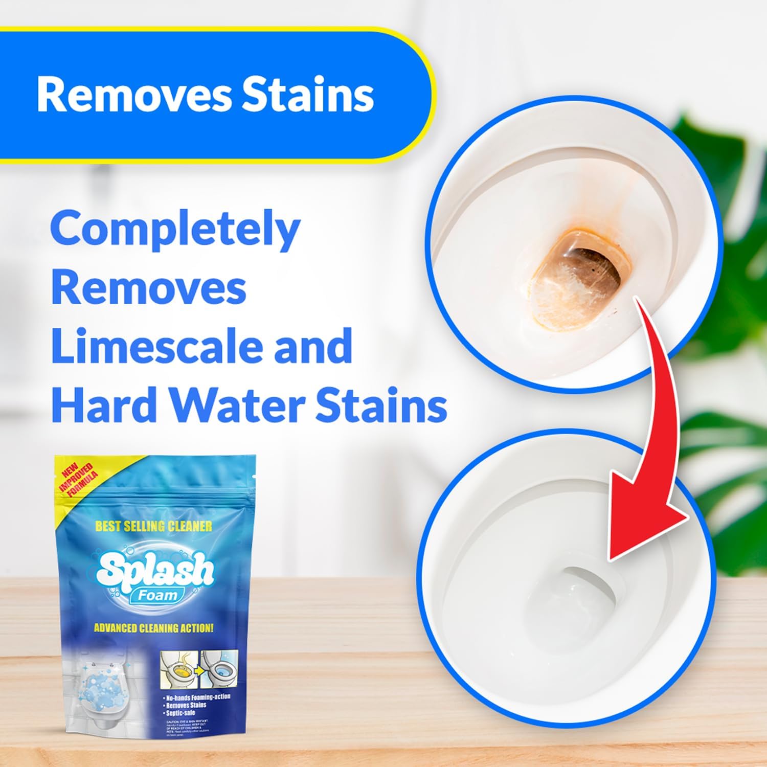 Splash Foam Toilet Cleaner Self Activating Powder