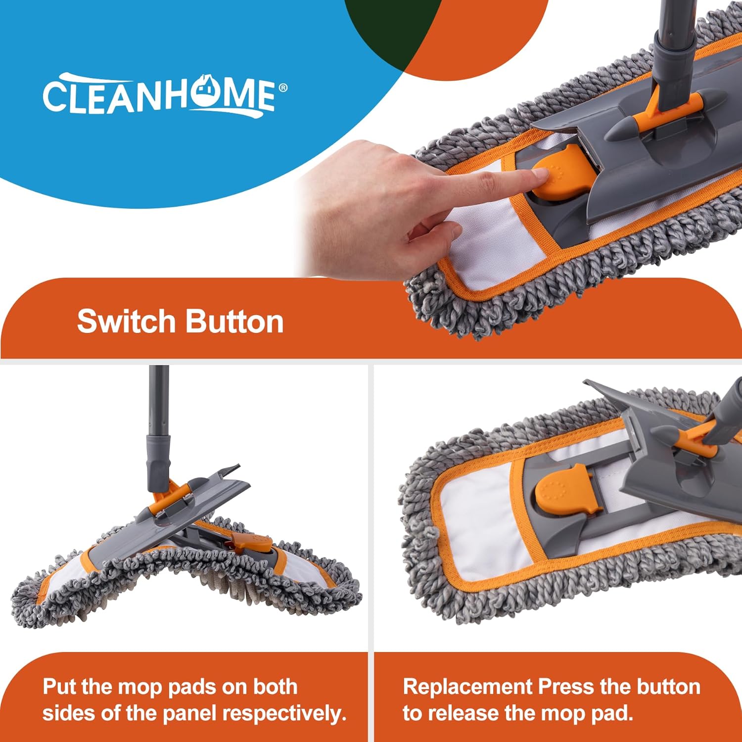 4-Pack Microfiber Mop Pads for CLEANHOME Dust Mop